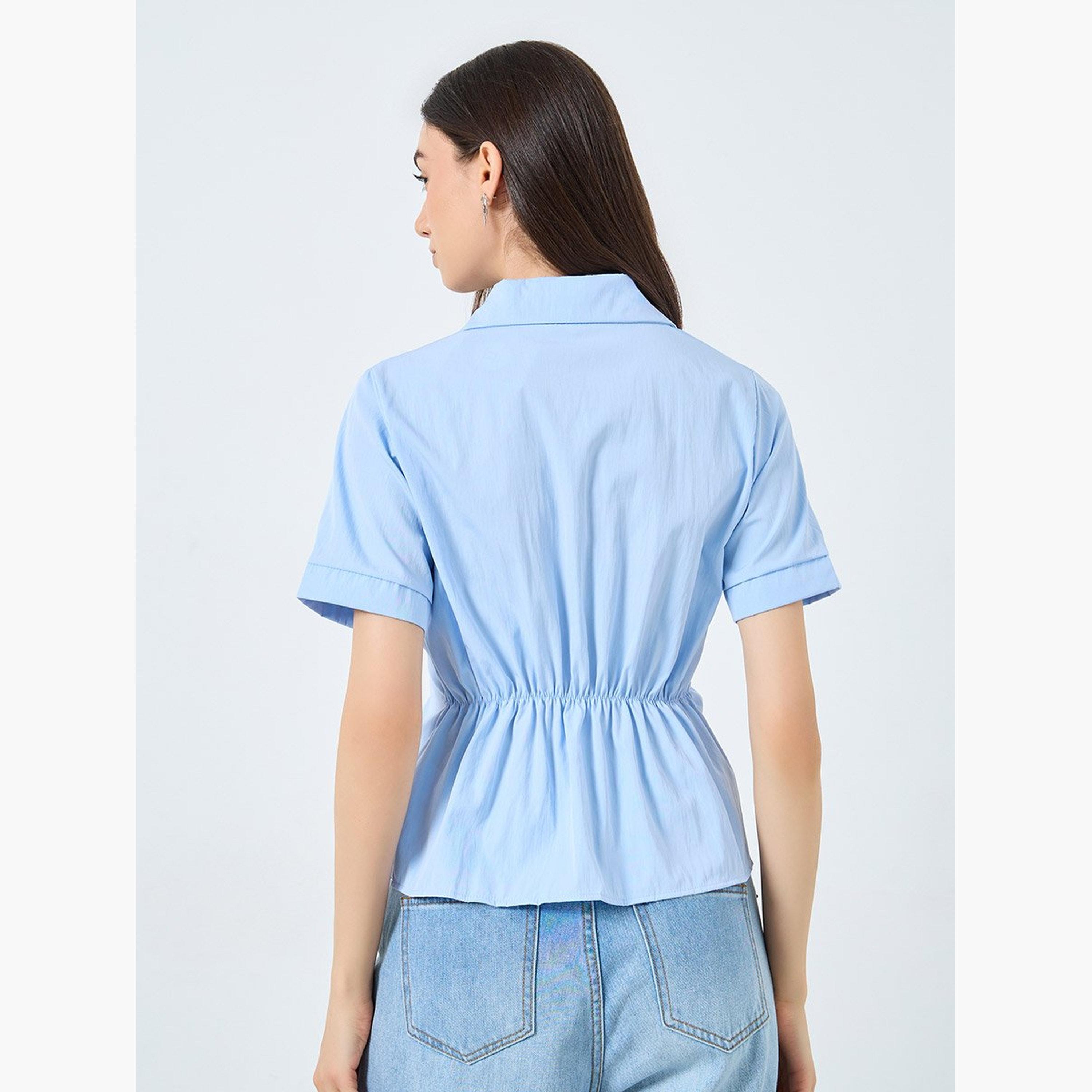 تيك تو - بلوزة ملفوفة سادة بقصّة عادية-women-clothing-shirtsandblouses-blouses-image-4