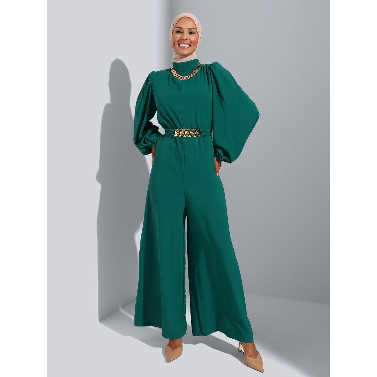 جمبسوت بقصة أرجل واسعة مع حزام سلسلة-women-clothing-jumpsuits-image-1