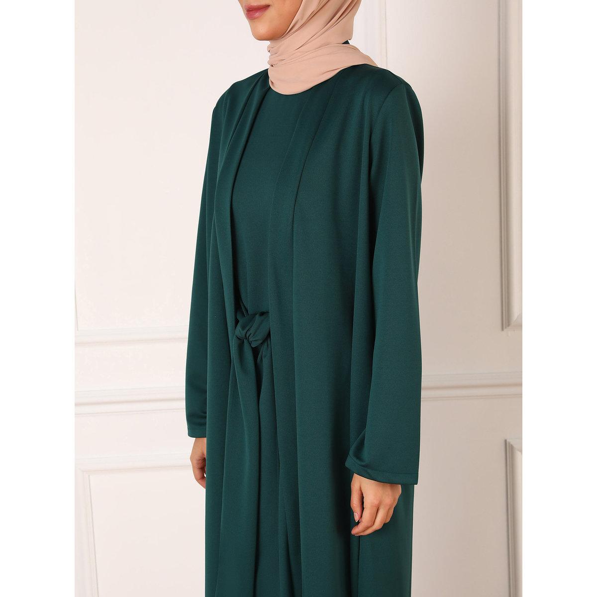 طقم منسق من كيمونو وفستان طويل بتفاصيل ربطة-women-clothing-coordsets-image-4