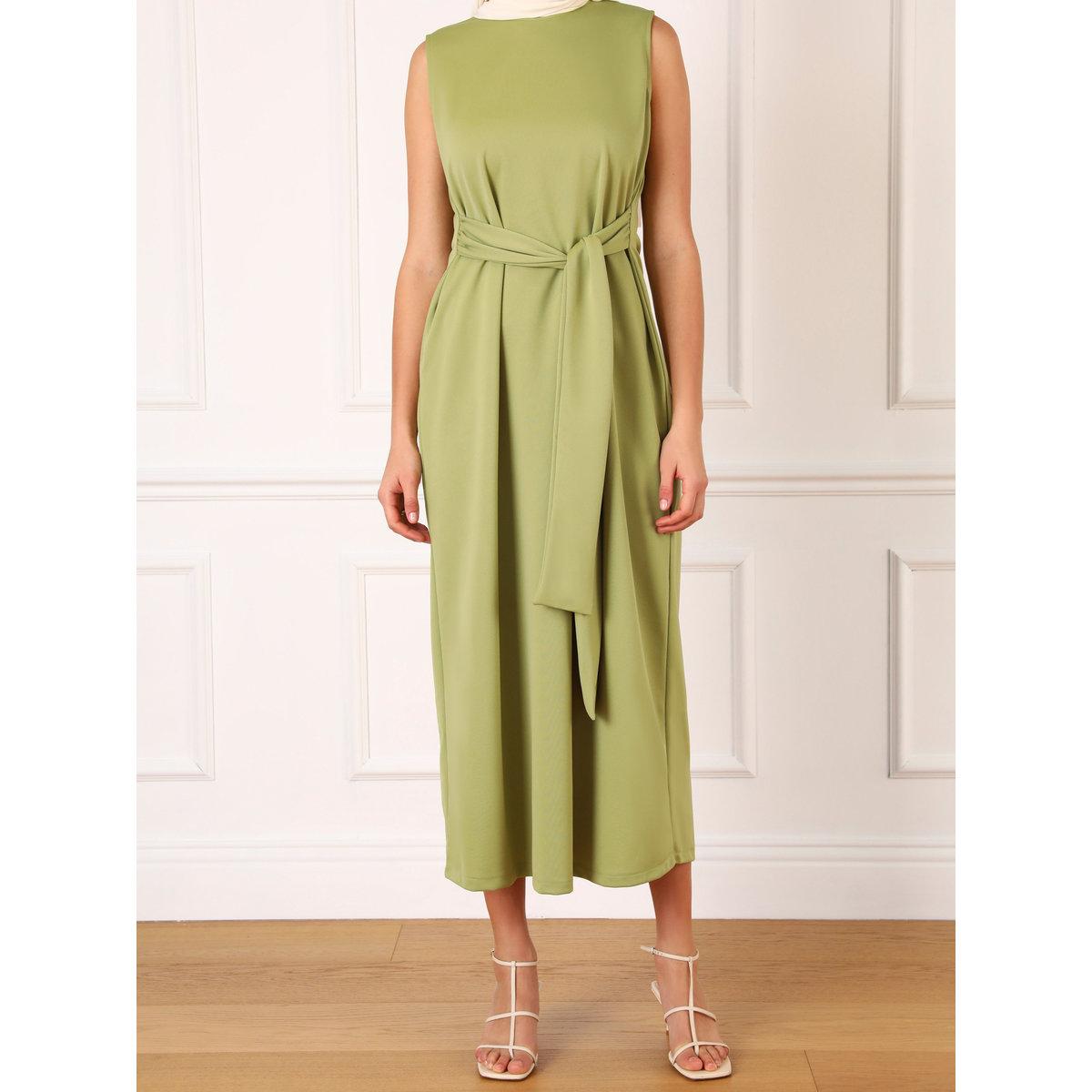 طقم منسق من كيمونو وفستان طويل بتفاصيل ربطة-women-clothing-coordsets-image-4