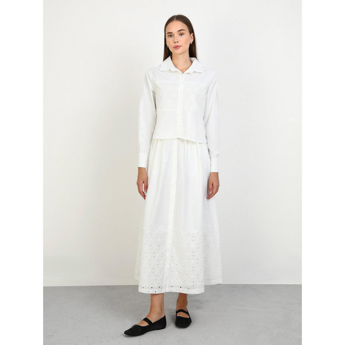 طقم منسق من تنورة طويلة وبلوزة بتفاصيل أزرار-women-clothing-coordsets-image-1