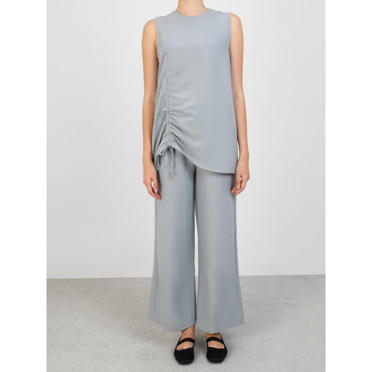 طقم منسق من بنطال وبلوزة مزمومة مع كيمونو-women-clothing-coordsets-image-3