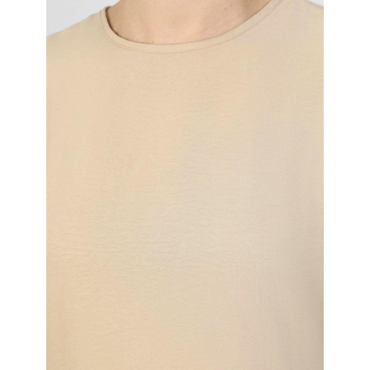 Modanisa X Styli Beige Solid Round Neck Tunic and Trousers Co-Ords-women-clothing-coordsets-image-4