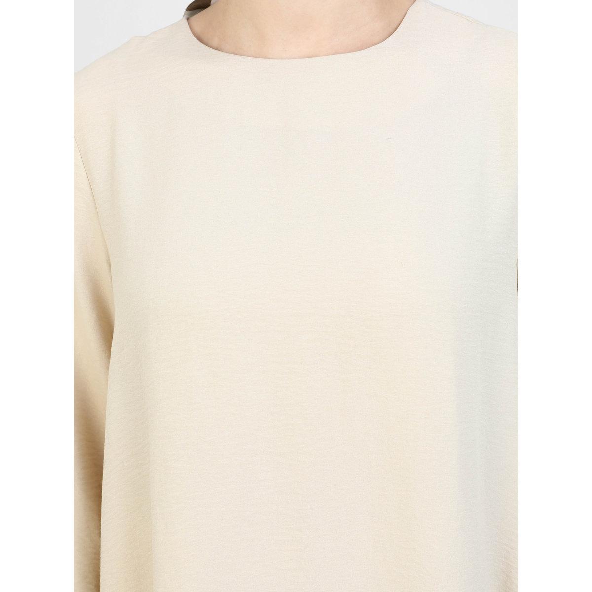 Modanisa X Styli Beige Long Sleeve Side Slit Tunic with Trousers Co-Ords-women-clothing-coordsets-image-4