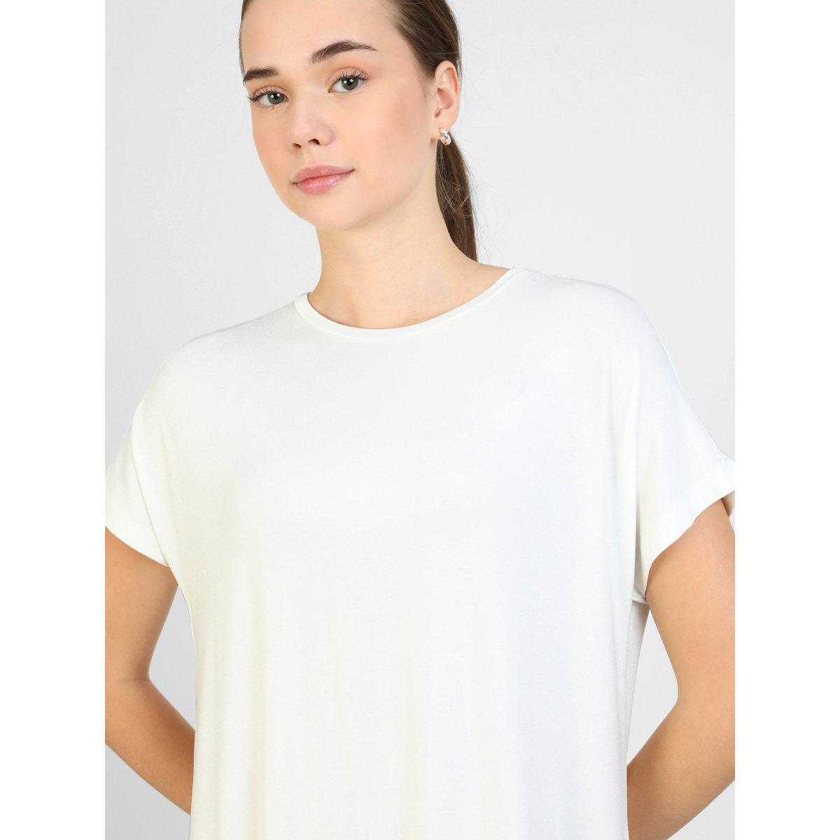Modanisa X Styli Off White Solid Crew Neck Maxi Dress-women-clothing-dresses-image-2