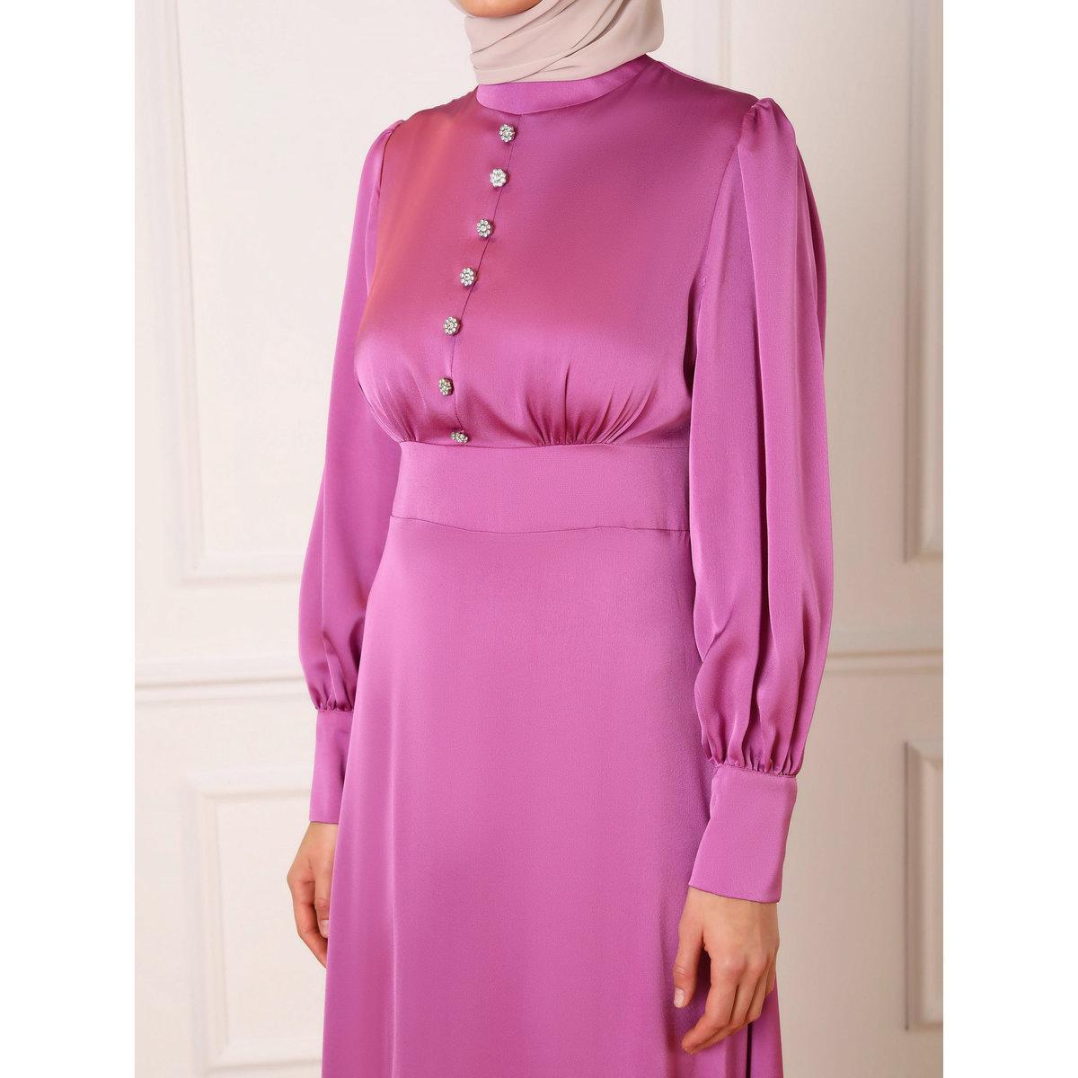 فستان طويل ساتان بتفاصيل أزرار مُنمقة-women-clothing-dresses-image-3