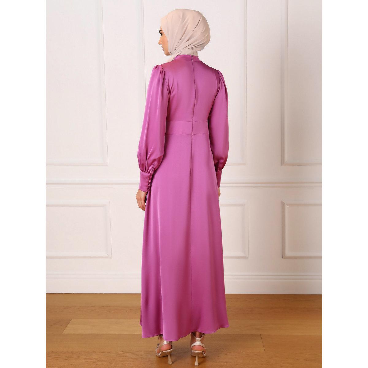 فستان طويل ساتان بتفاصيل أزرار مُنمقة-women-clothing-dresses-image-4