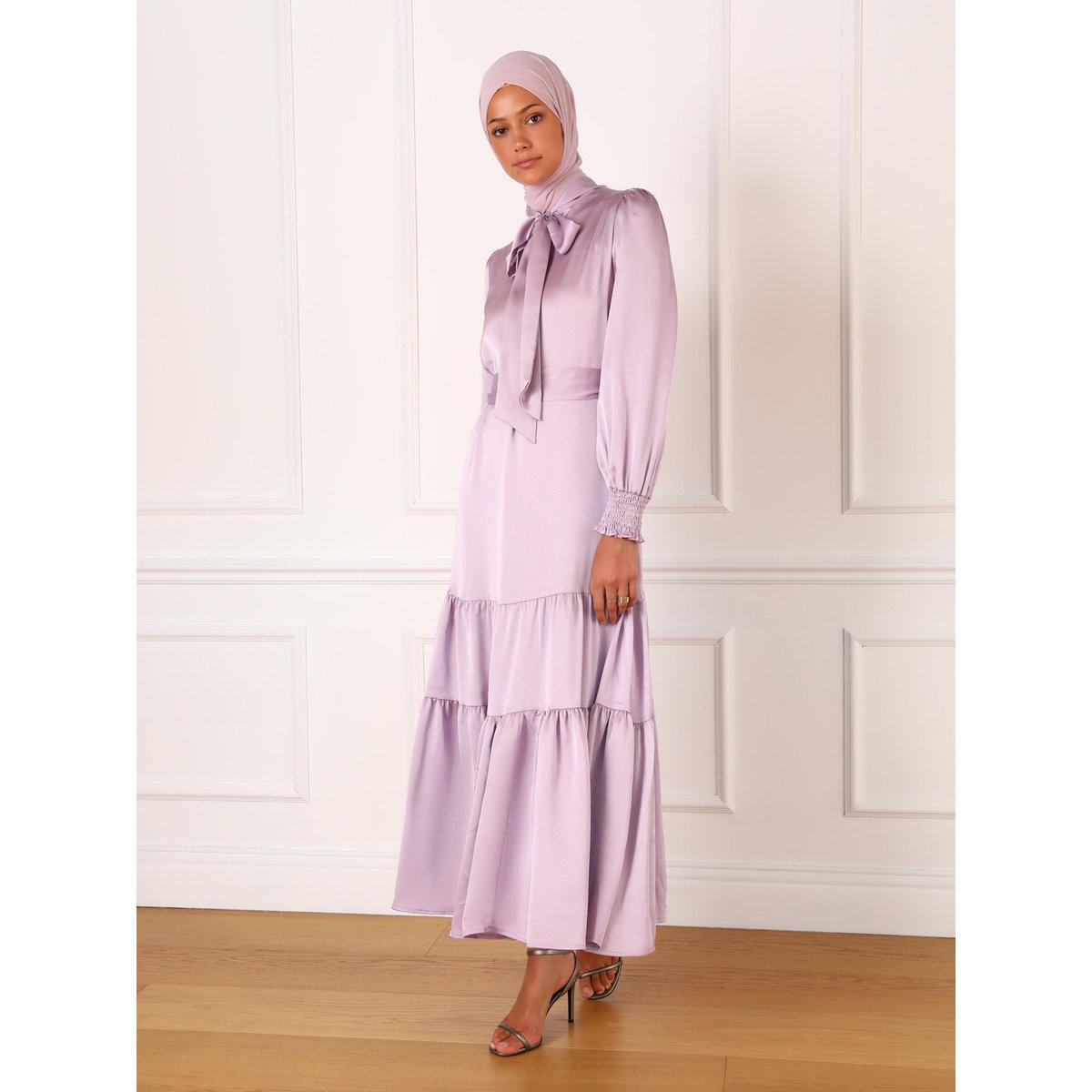 فستان طويل ساتان بتفاصيل كسرات-women-clothing-dresses-image-2