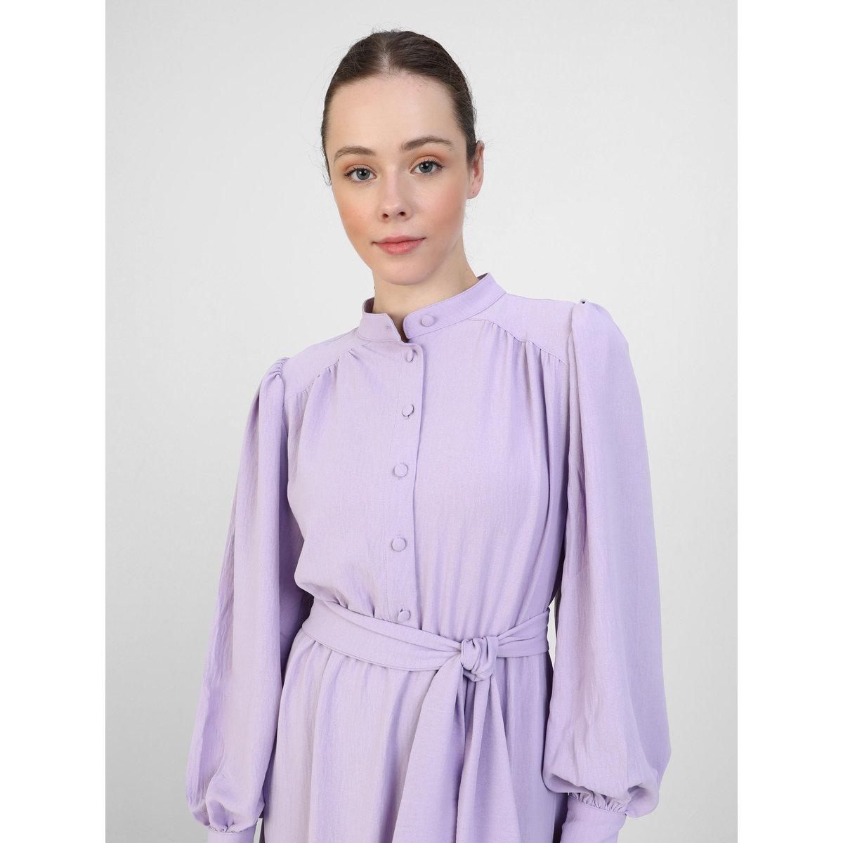 Modanisa X Styli Lilac Balloon Sleeve Ruffled Hem Maxi Dress-women-clothing-dresses-image-2