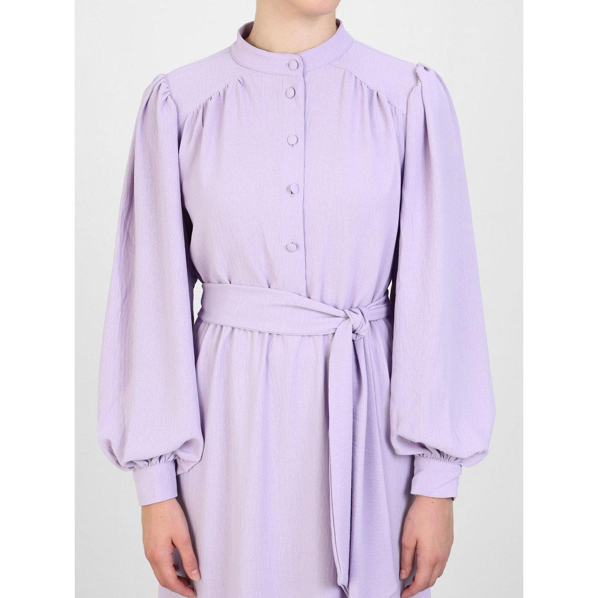 Modanisa X Styli Lilac Balloon Sleeve Ruffled Hem Maxi Dress-women-clothing-dresses-image-4