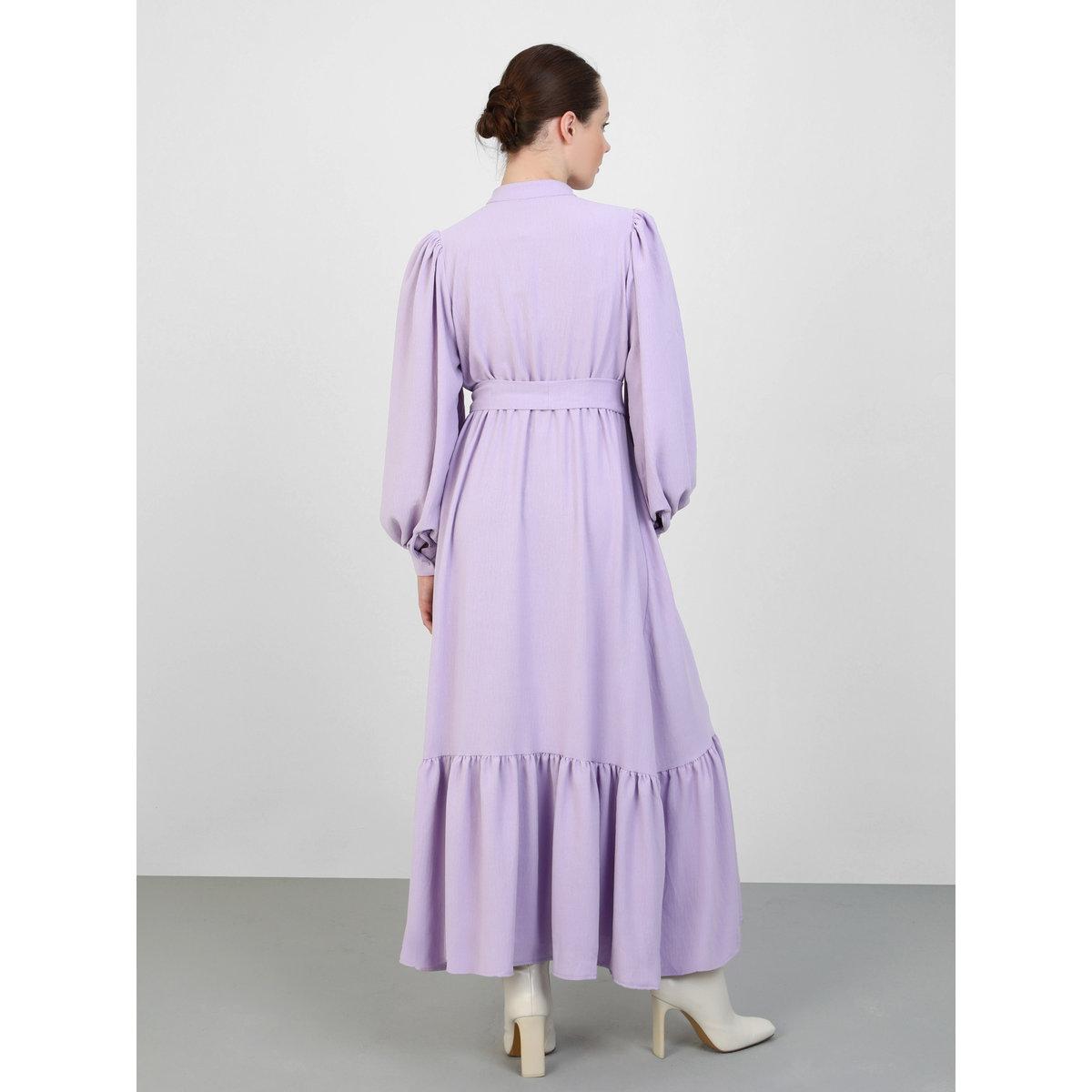 Modanisa X Styli Lilac Balloon Sleeve Ruffled Hem Maxi Dress-women-clothing-dresses-image-6