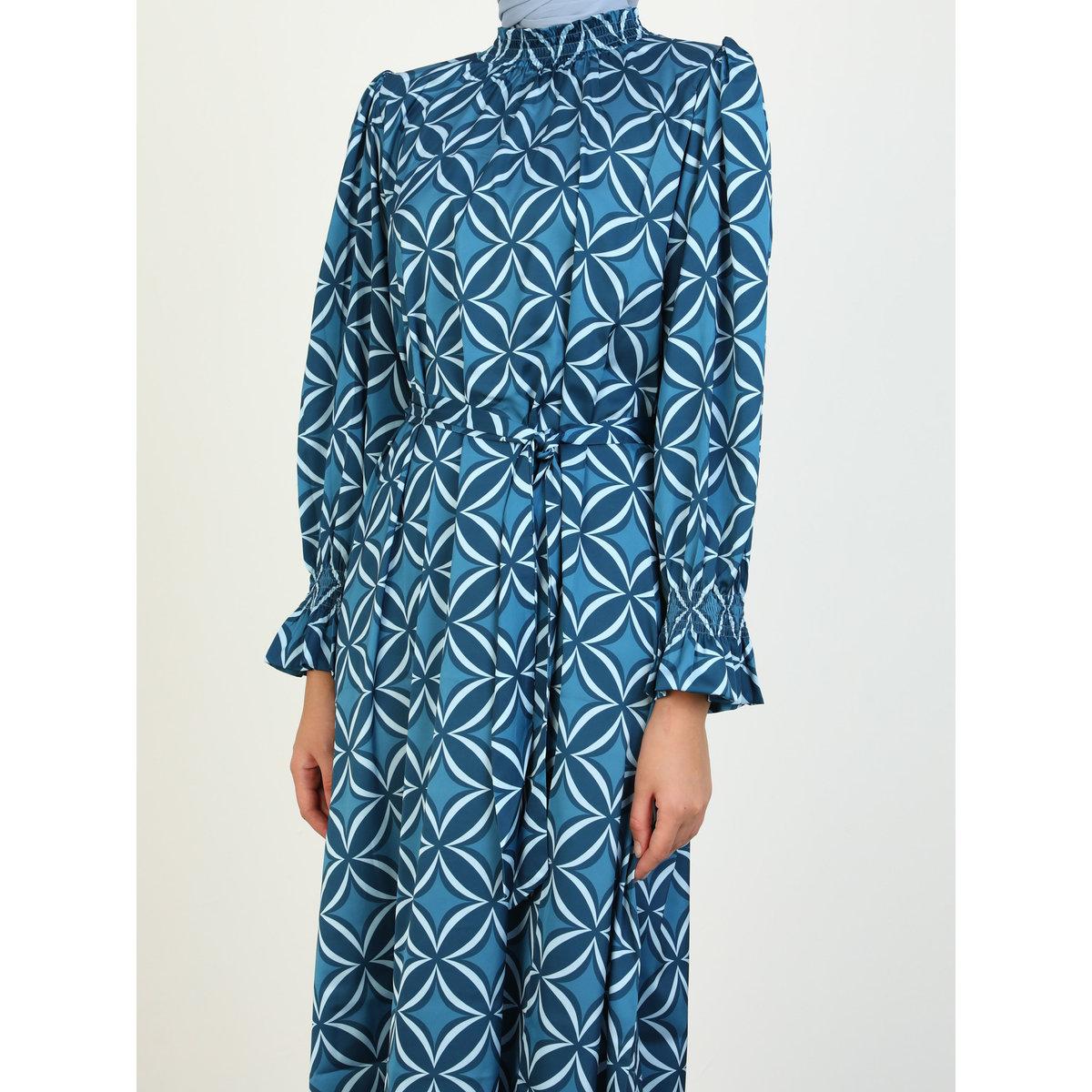 Modanisa X Styli Blue All Over Print  Modest Maxi Dress-women-clothing-dresses-image-4