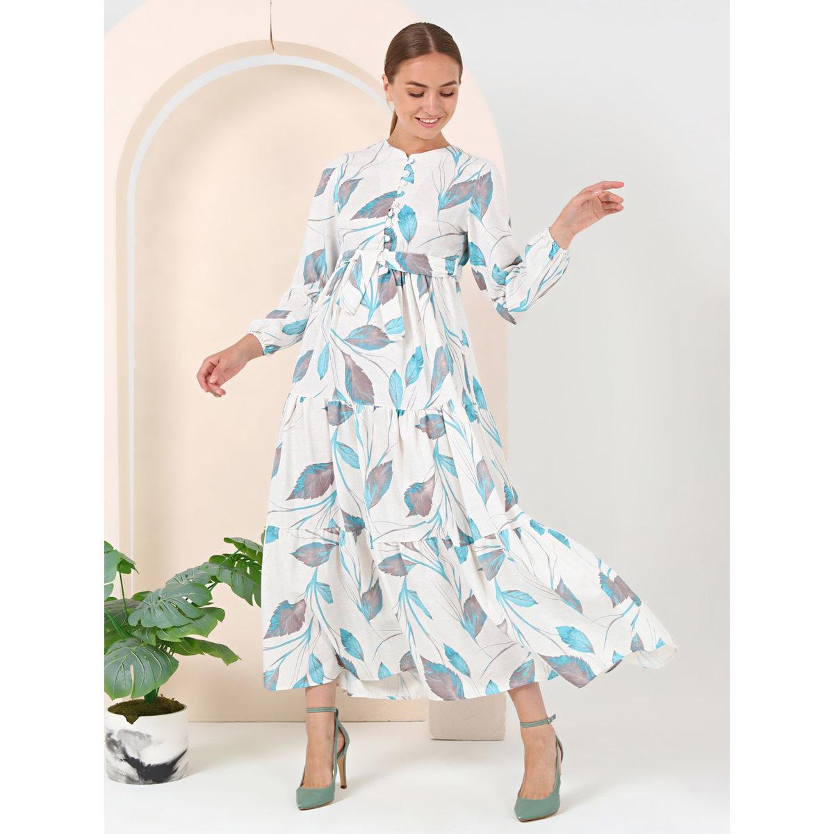 فستان طويل بطبعة زهور مع تفاصيل أزرار-women-clothing-dresses-image-1