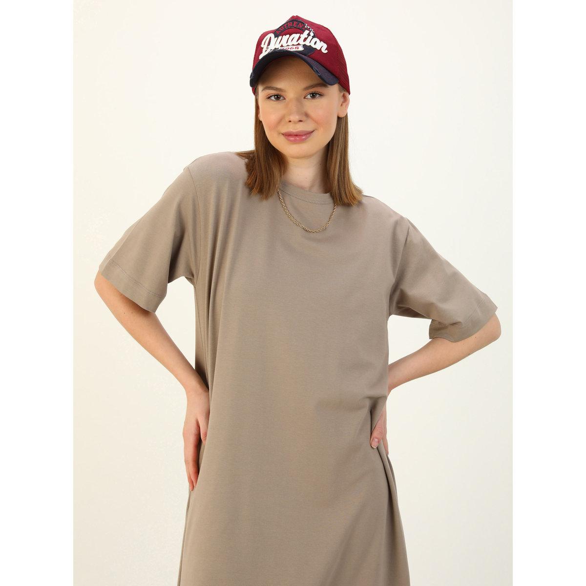 فستان طويل سادة بنمط تيشيرت-women-clothing-dresses-image-3