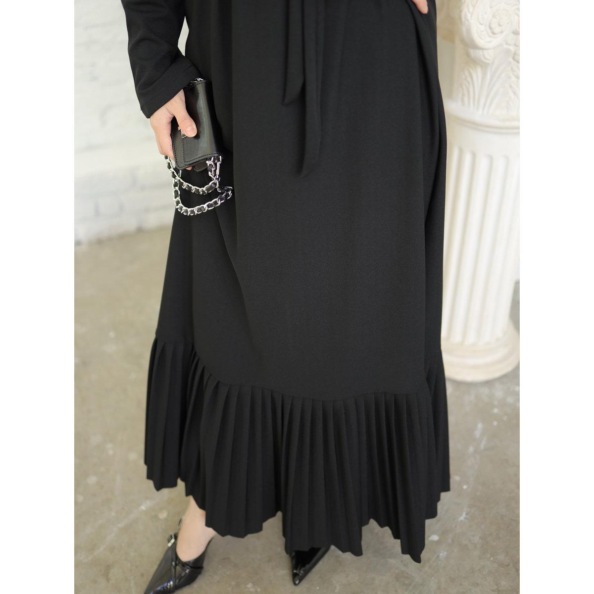 فستان طويل سادة بتفاصيل ربطة خصر-women-clothing-dresses-image-6