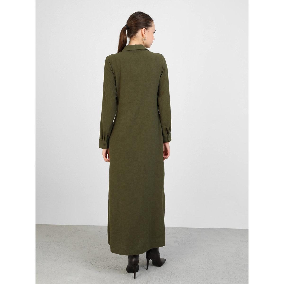 فستان طويل بتفاصيل أزرار مع ربطة خصر-women-clothing-dresses-image-4