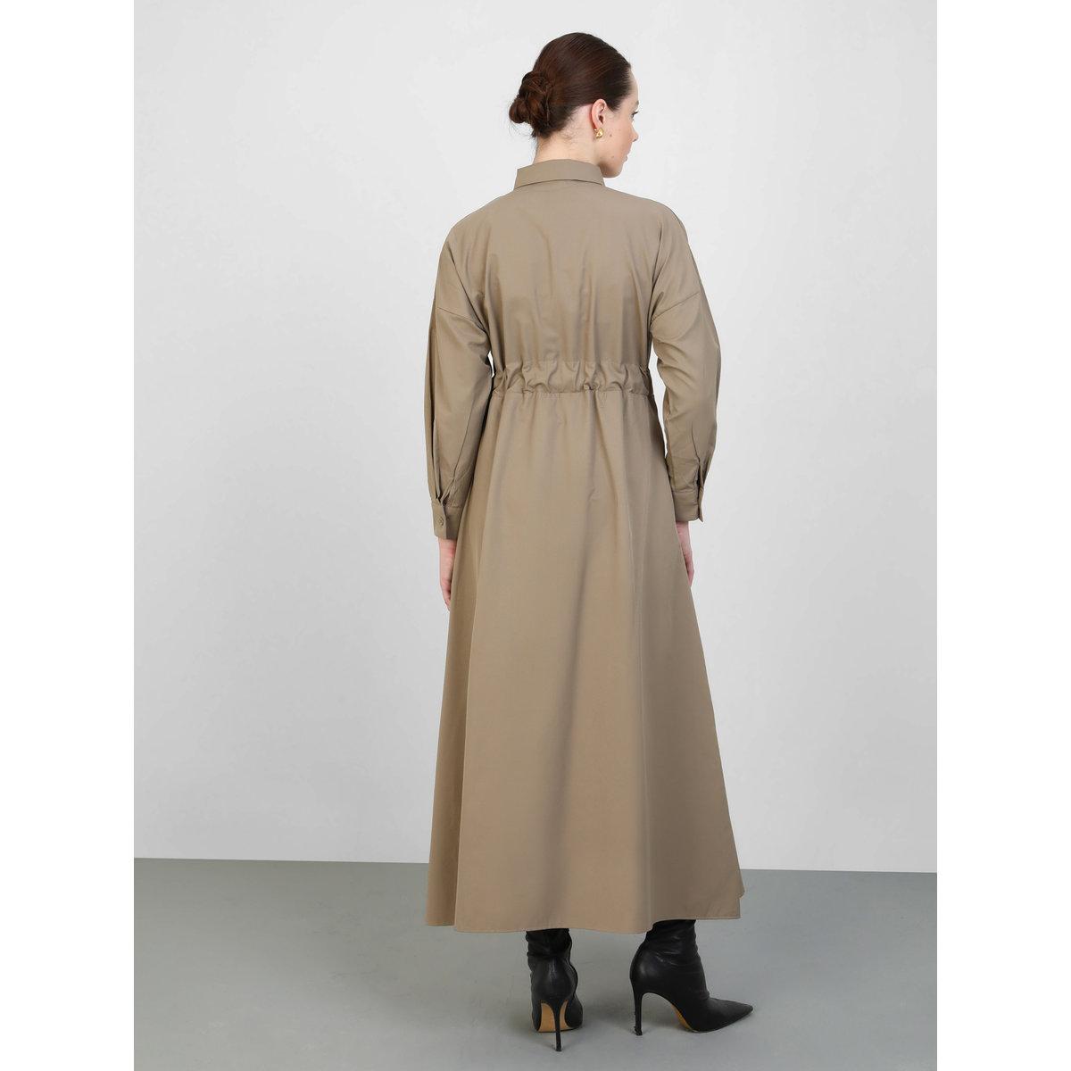 Modanisa X Styli Brown Maxi Dress with Drawstring Tie Belt-women-clothing-dresses-image-5