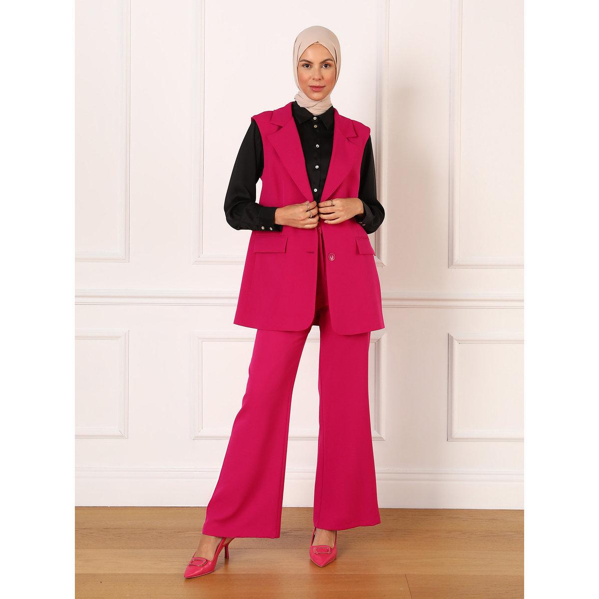 Modanisa X Styli Solid High Rise Flared Pants-women-clothing-bottoms-trousers-image-1
