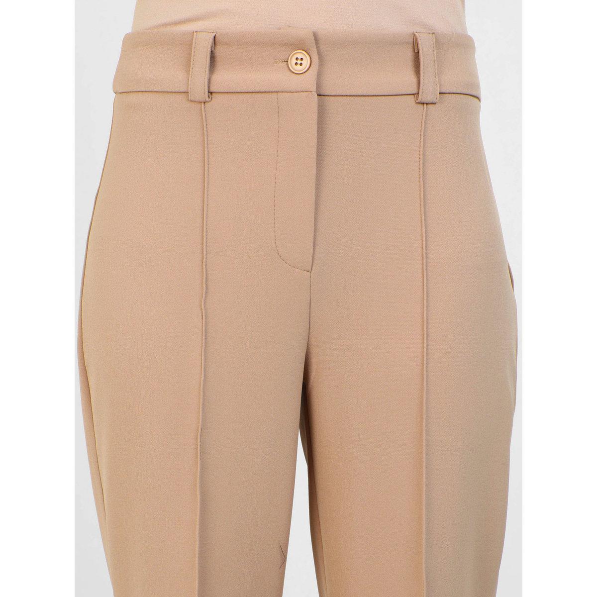Modanisa X Styli Solid Mid Rise Regular Fit Trousers with Pintuck Detail-women-clothing-bottoms-trousers-image-2