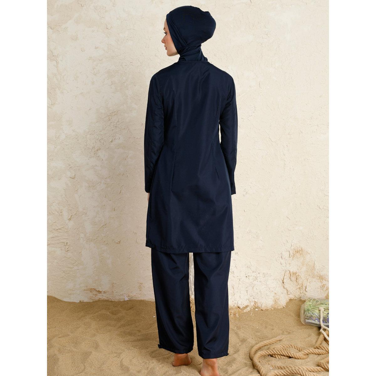 Modanisa X Styli Navy Blue Full Coverage Front Zip Burkini Set-women-clothing-swimandbeach-swim-burkinis-image-5