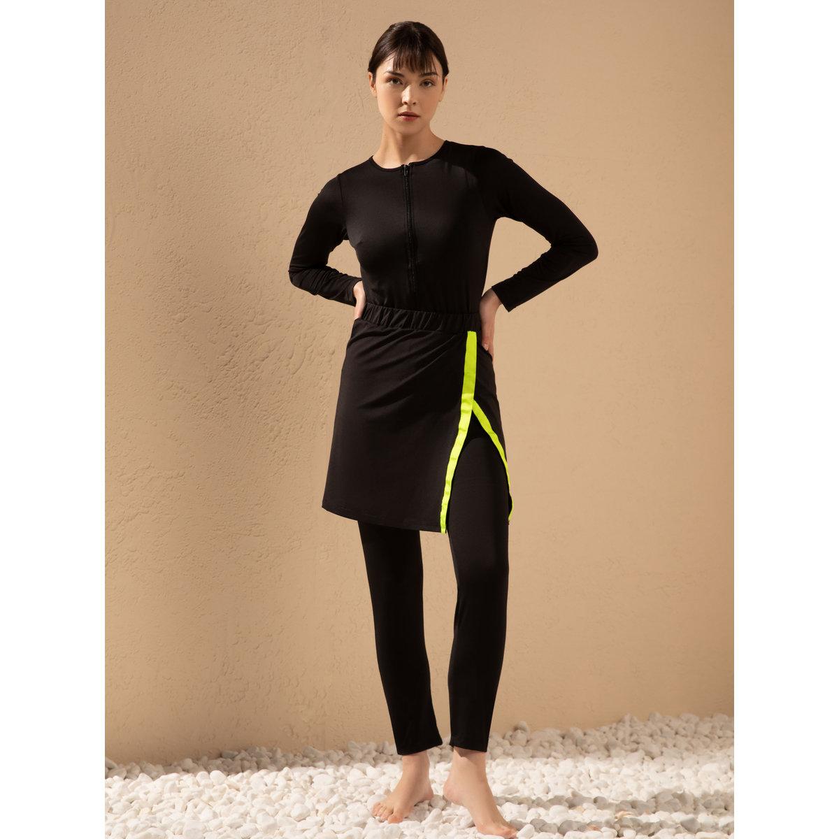 Modanisa X Styli Black Contrast Trim Burkini Set-women-clothing-swimandbeach-swim-burkinis-image-1