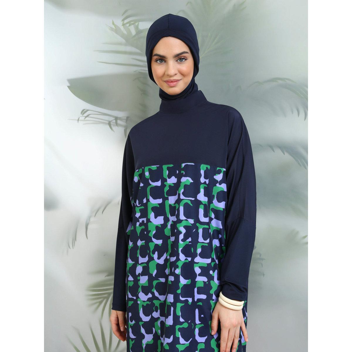 Modanisa X Styli Navy Blue Printed Burkini Set-women-clothing-swimandbeach-swim-burkinis-image-3