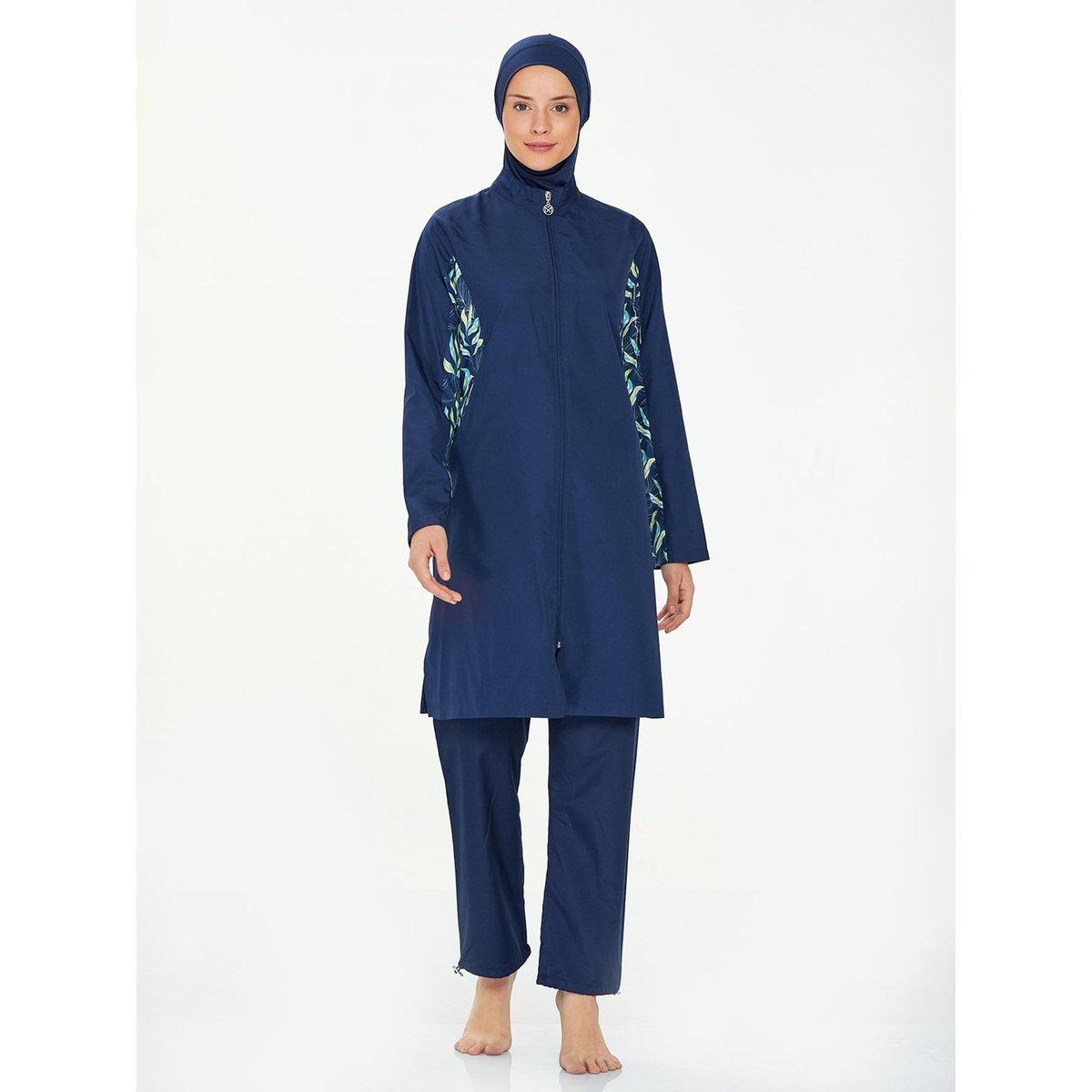 Modanisa X Styli Navy Blue Printed Panel Hijab Burkini Set-women-clothingaccessories-scarves-image-2