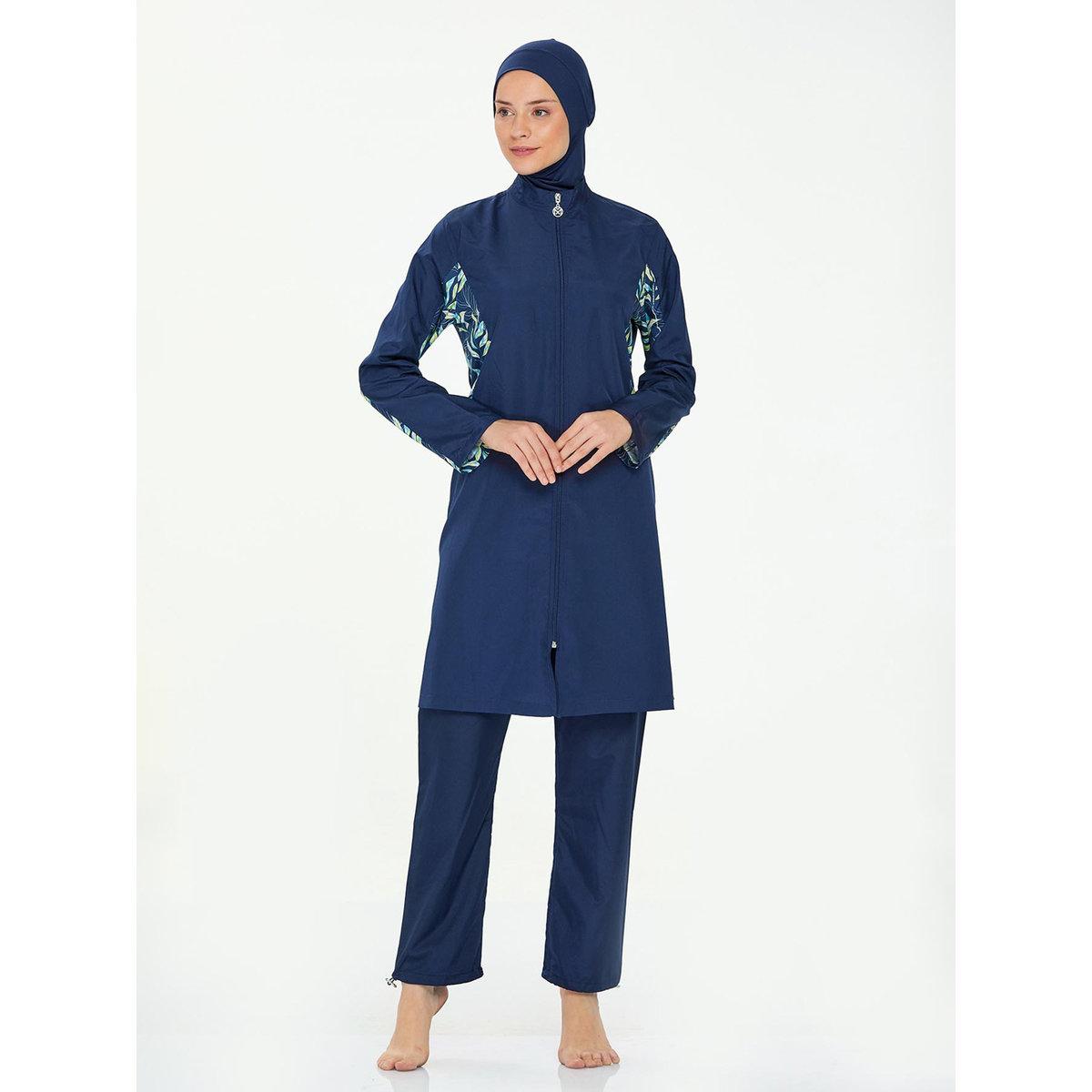 Modanisa X Styli Navy Blue Printed Panel Hijab Burkini Set-women-clothingaccessories-scarves-image-3
