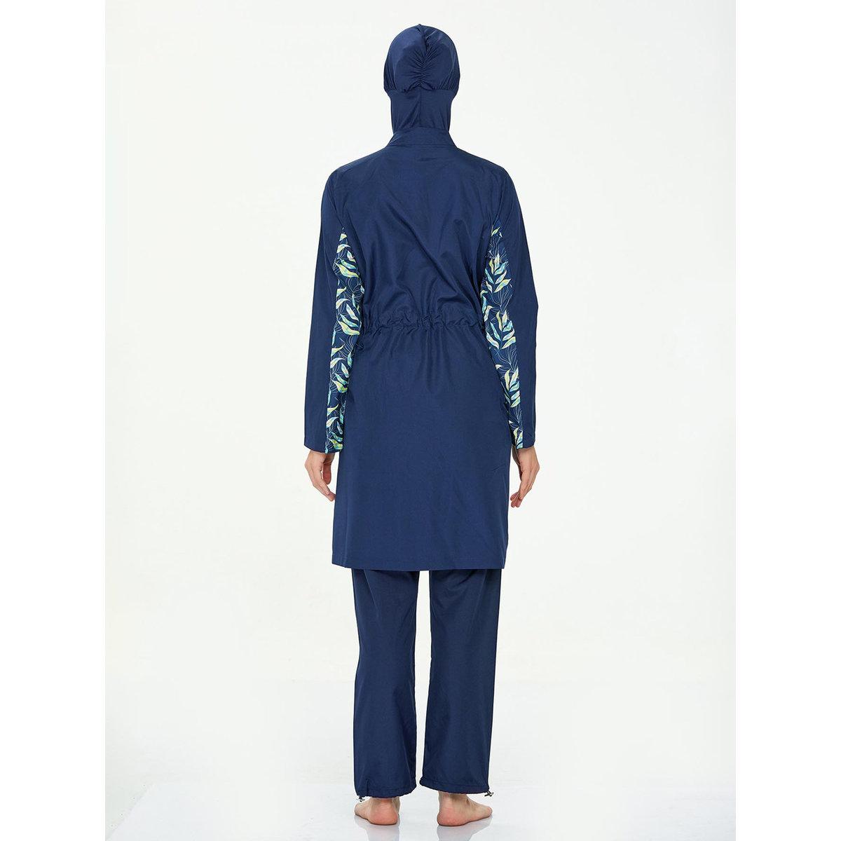 Modanisa X Styli Navy Blue Printed Panel Hijab Burkini Set-women-clothingaccessories-scarves-image-5