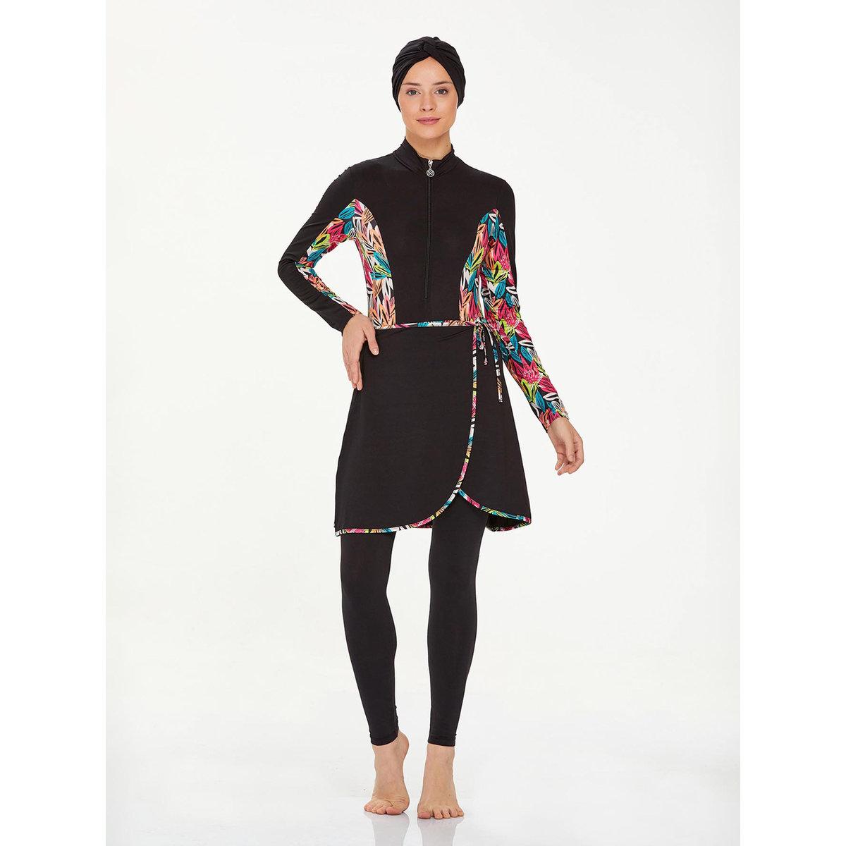 Modanisa X Styli 4-Piece Black Printed Panel Burkini Set-women-clothing-swimandbeach-swim-burkinis-image-2