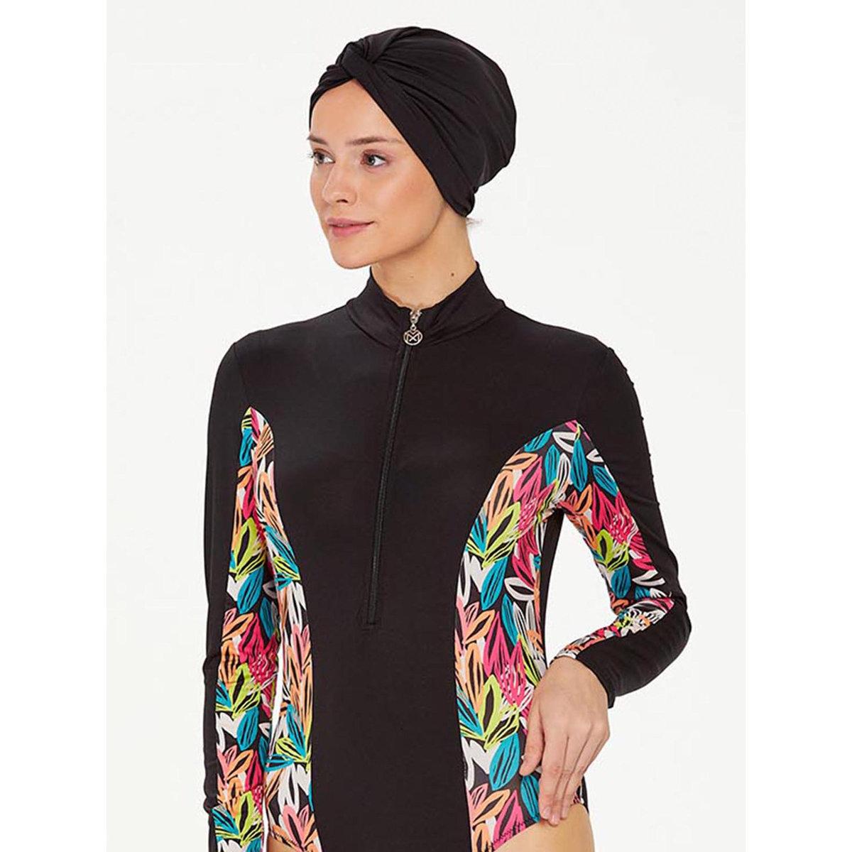 Modanisa X Styli 4-Piece Black Printed Panel Burkini Set-women-clothing-swimandbeach-swim-burkinis-image-5