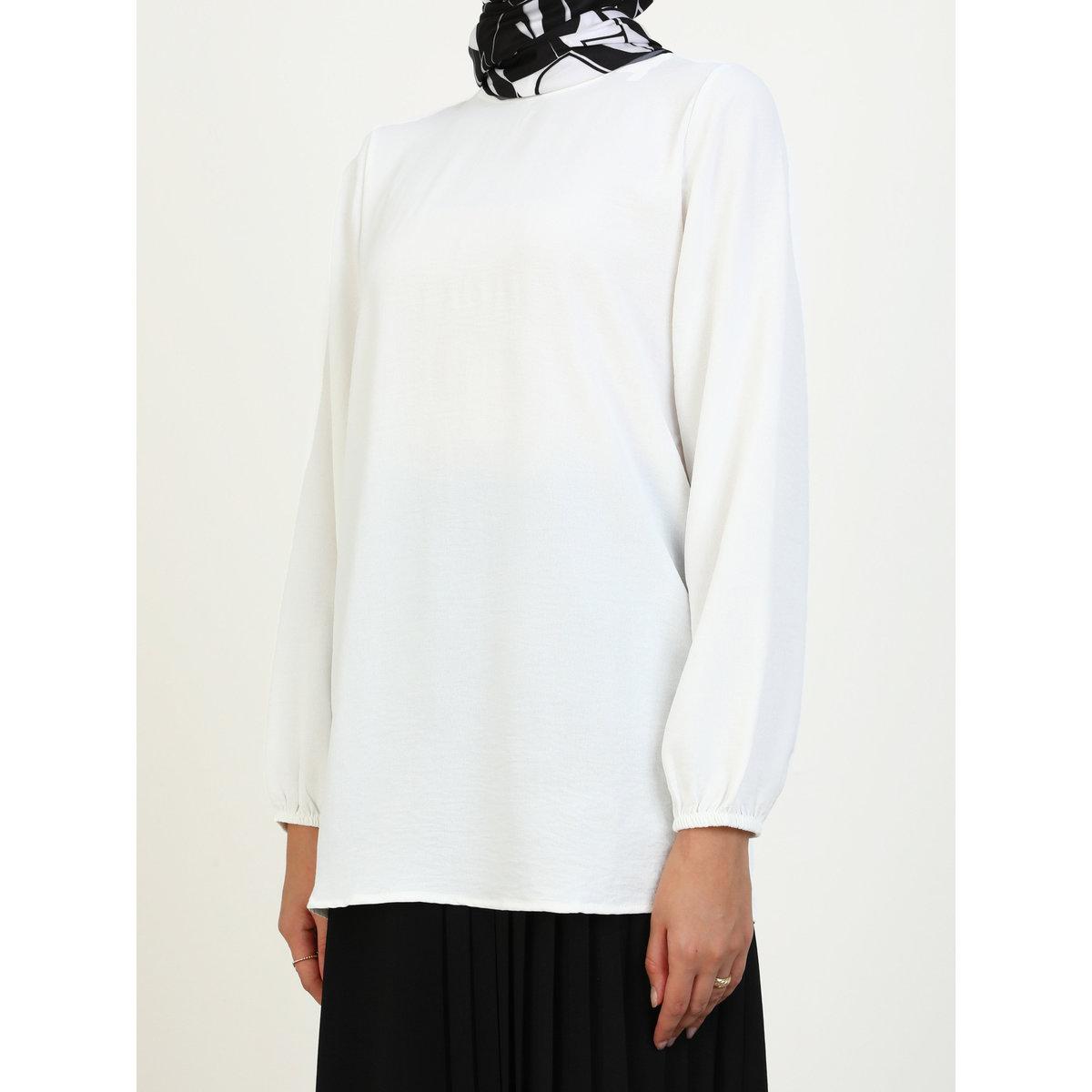 Modanisa X Styli Off White Solid Balloon Sleeve Blouse-women-clothing-shirtsandblouses-blouses-image-4