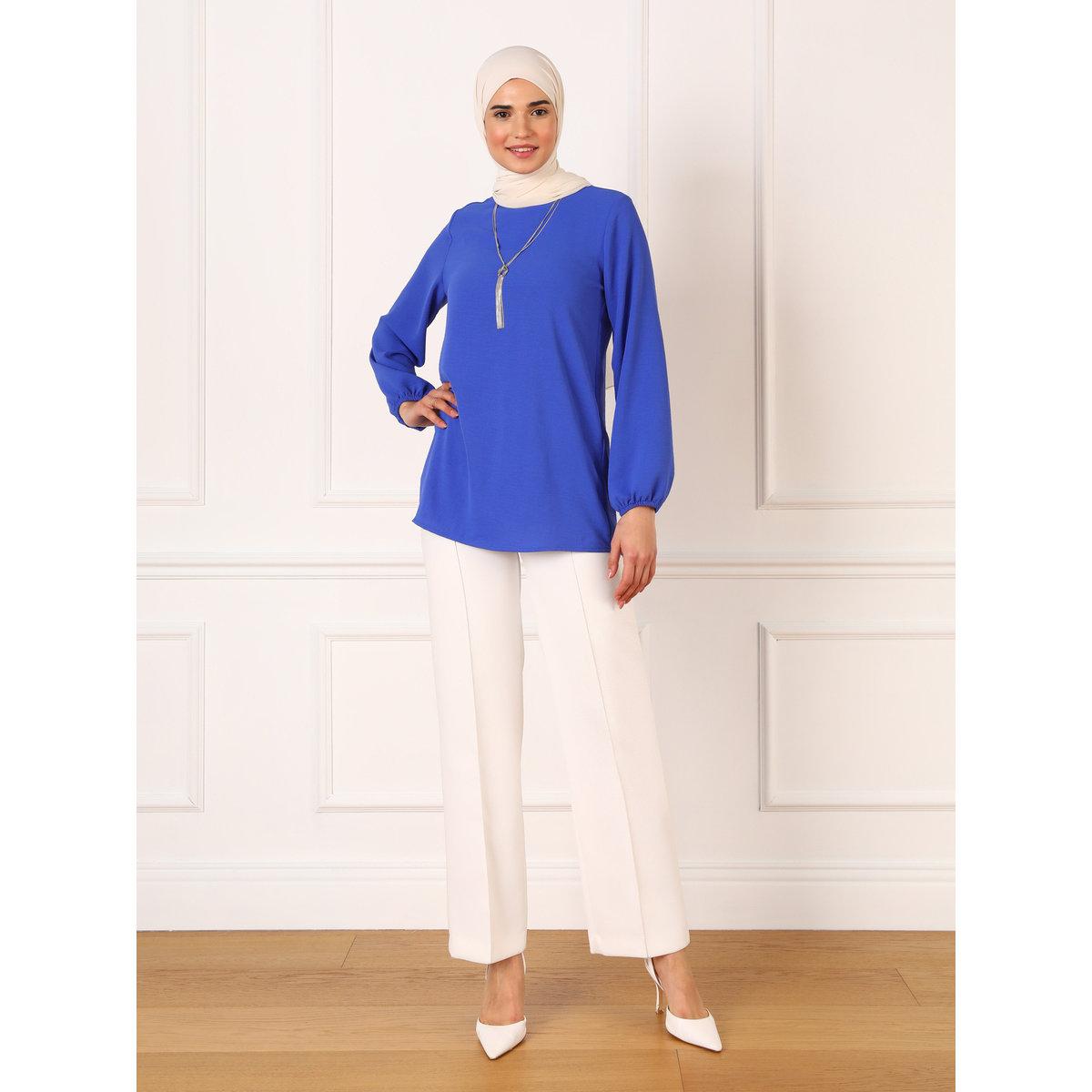 بلوزة طويلة سادة بياقة دائرية-women-clothing-shirtsandblouses-blouses-image-3