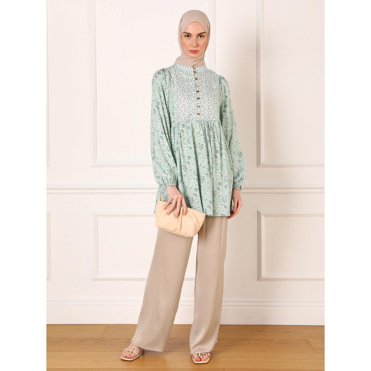 تويك بطبعة زهور وأكمام بالون-women-clothing-shirtsandblouses-blouses-image-1