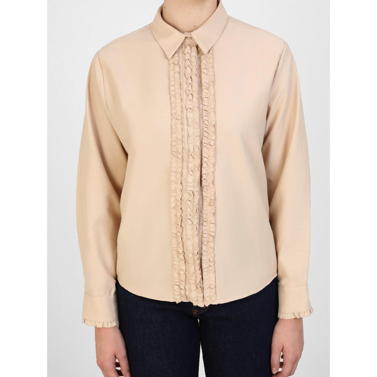 Modanisa X Styli Ruffled Detail Poplin Buttoned Shirt-women-clothing-shirtsandblouses-shirts-image-3
