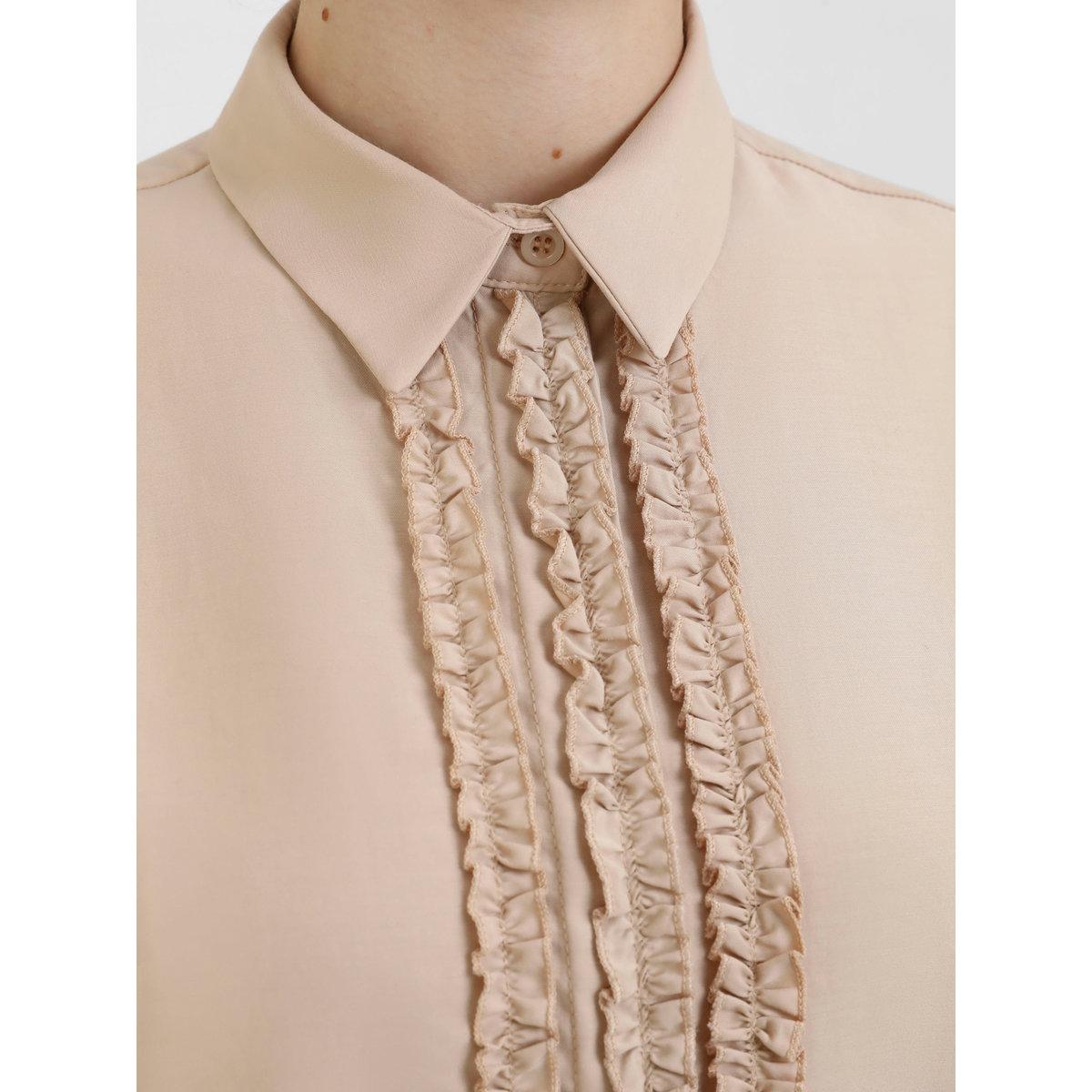 Modanisa X Styli Ruffled Detail Poplin Buttoned Shirt-women-clothing-shirtsandblouses-shirts-image-4