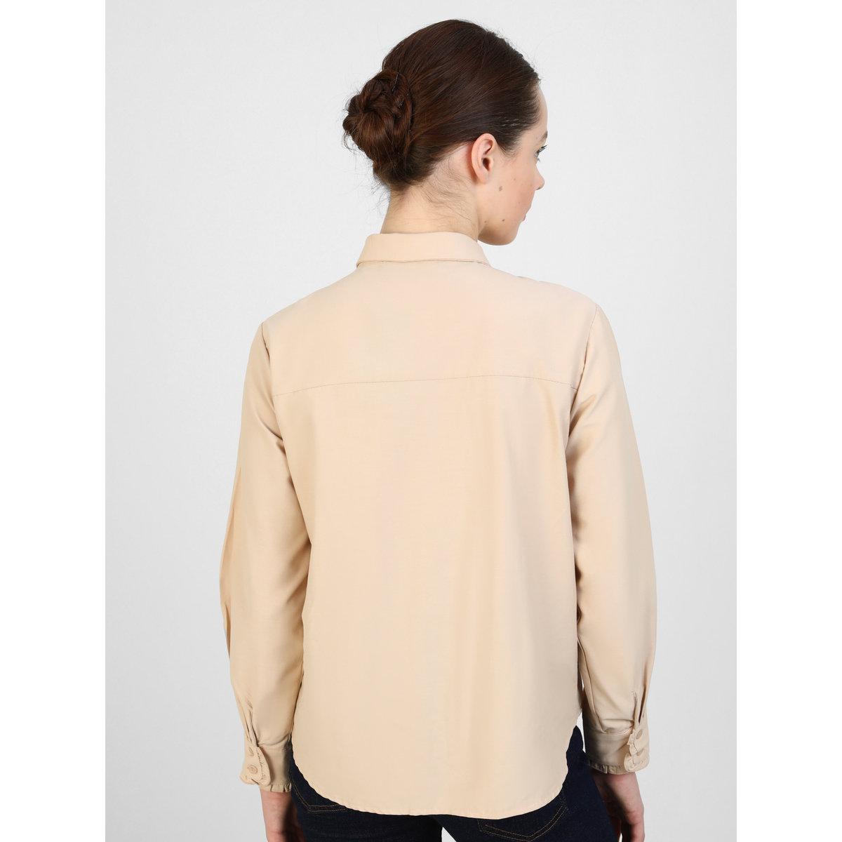 Modanisa X Styli Ruffled Detail Poplin Buttoned Shirt-women-clothing-shirtsandblouses-shirts-image-5
