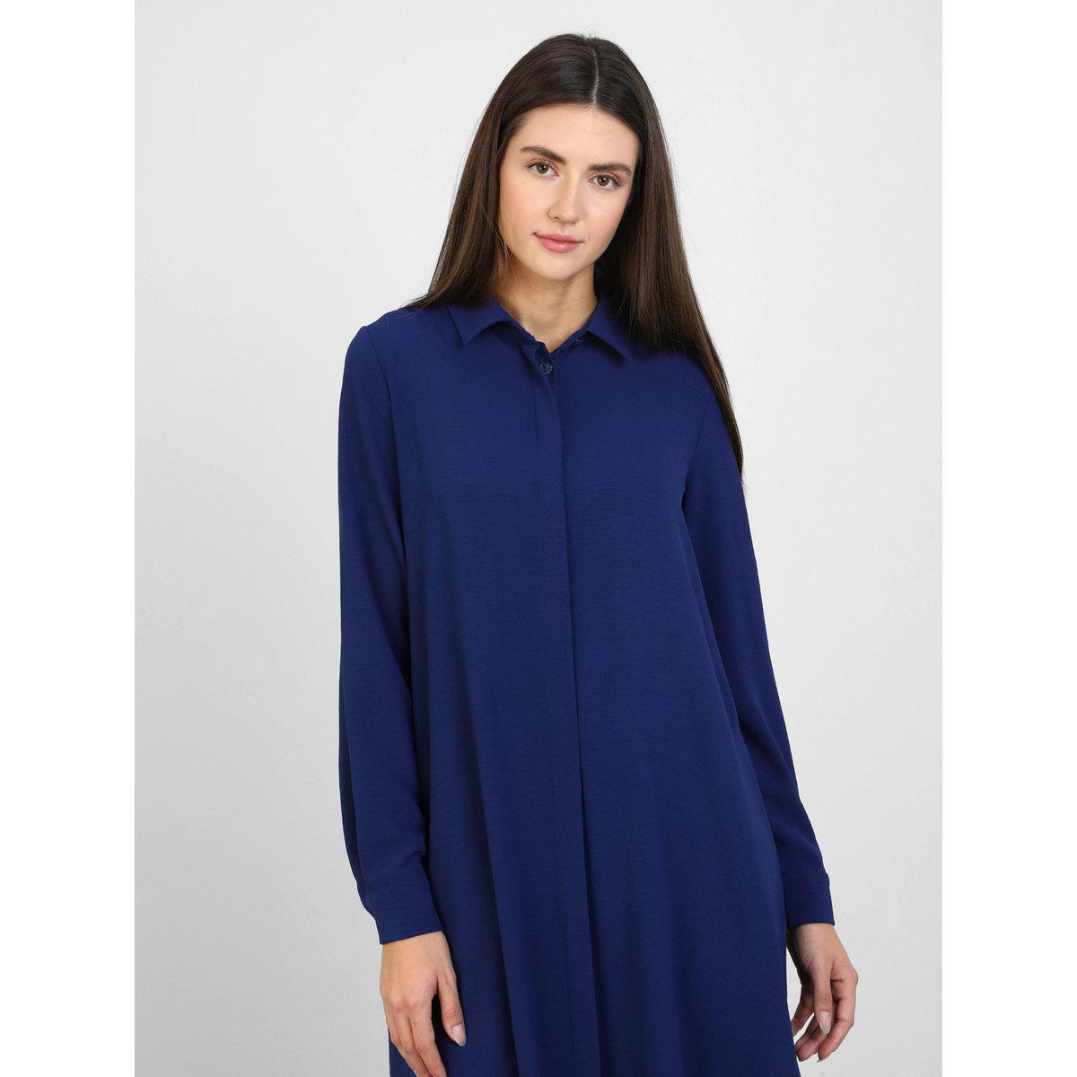 Modanisa X Styli Women Navy Blue Longline Tunic Top-women-clothing-shirtsandblouses-blouses-image-2
