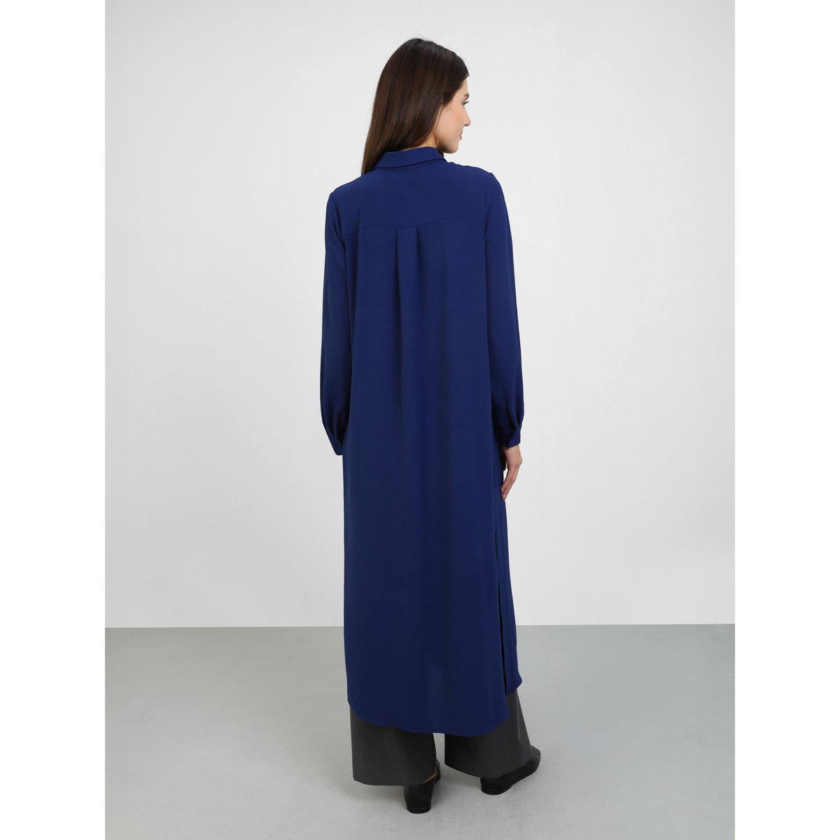 Modanisa X Styli Women Navy Blue Longline Tunic Top-women-clothing-shirtsandblouses-blouses-image-3