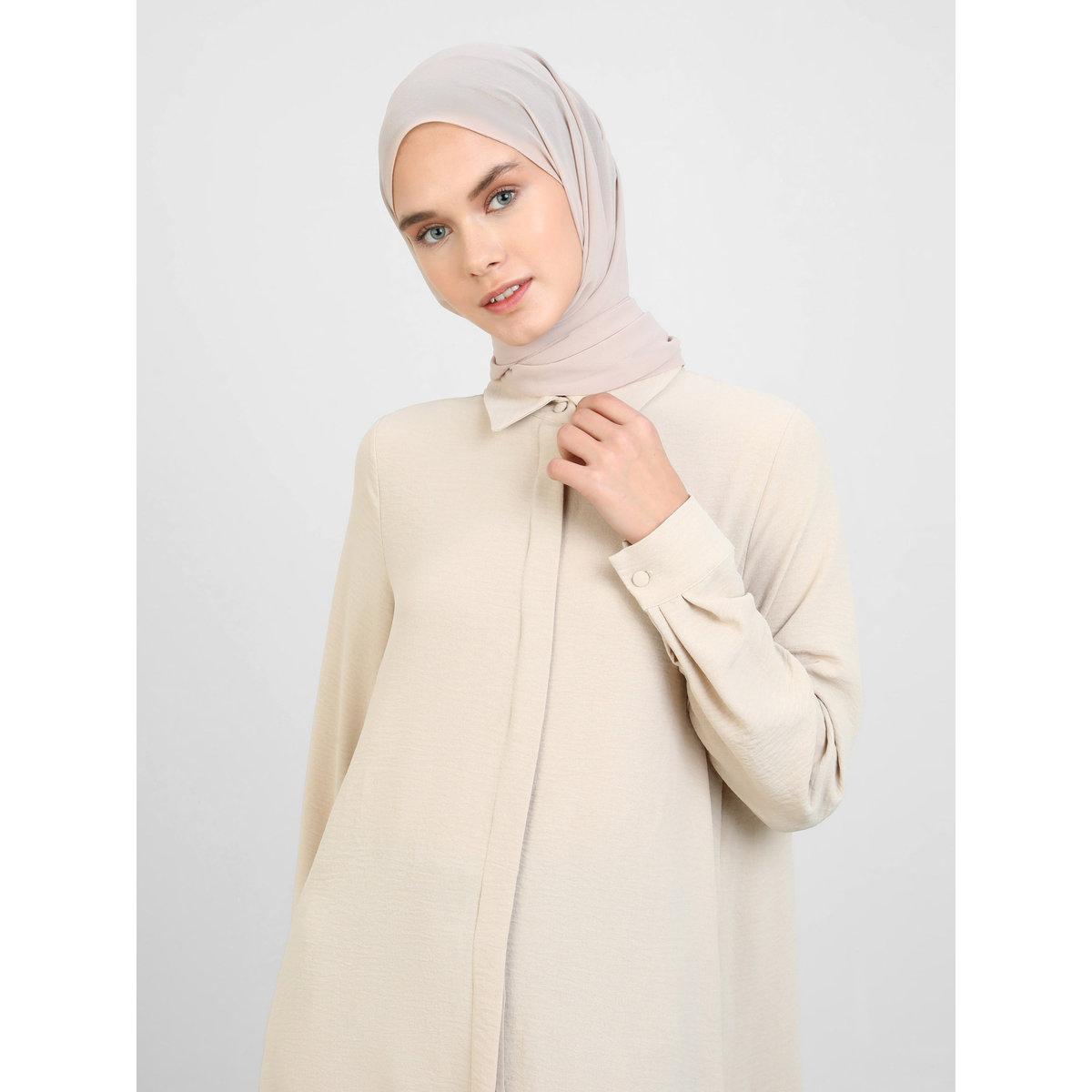 Modanisa X Styli Women Beige Longline Tunic Top-women-clothing-shirtsandblouses-blouses-image-3