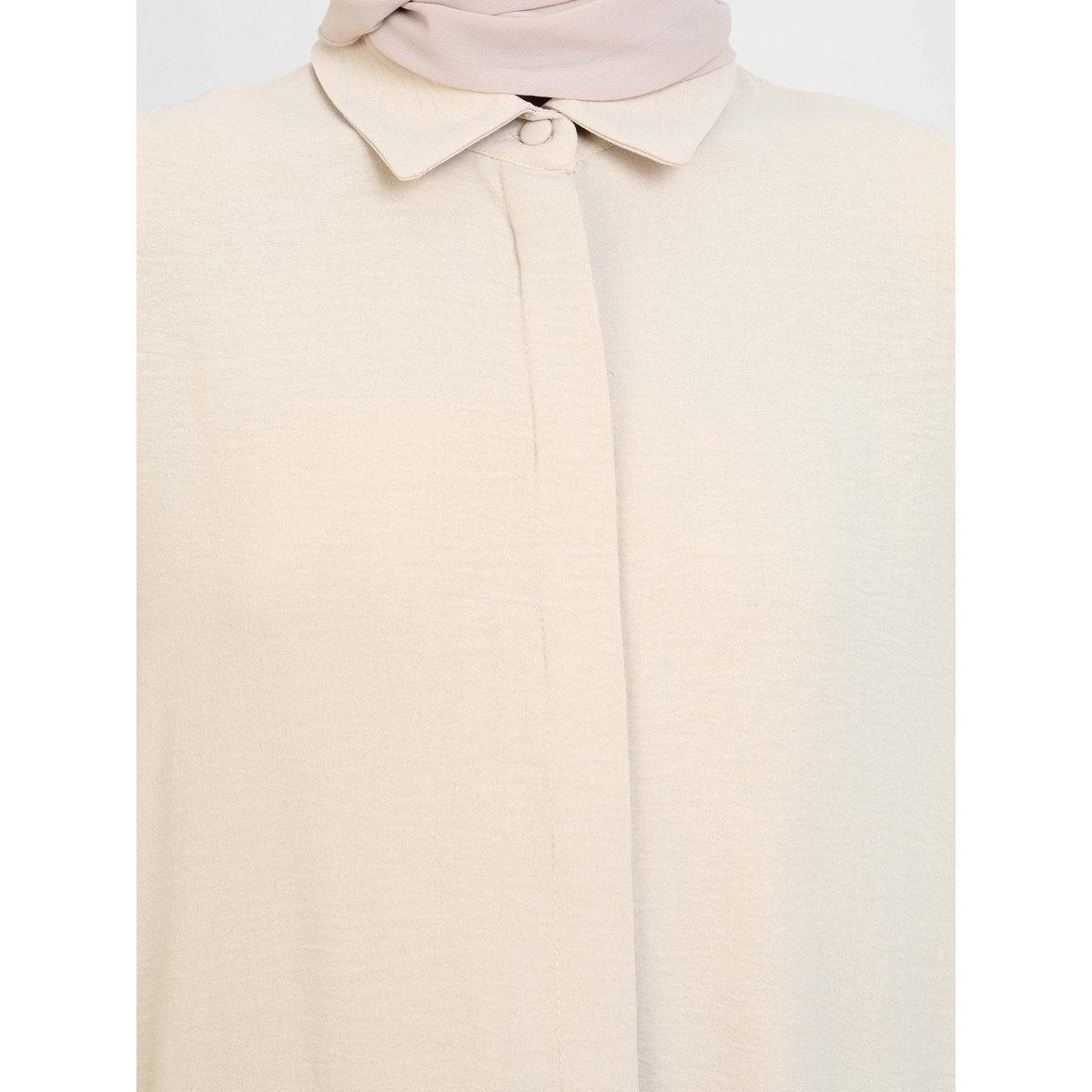 Modanisa X Styli Women Beige Longline Tunic Top-women-clothing-shirtsandblouses-blouses-image-5