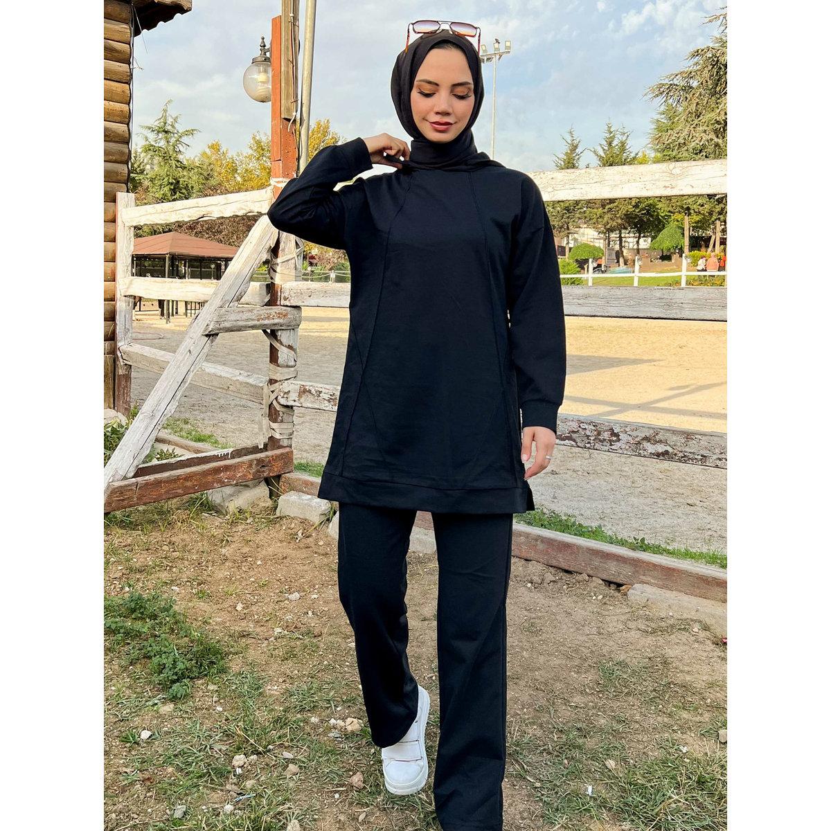 Modanisa X Styli Modest Longline Hooded Top Tracksuit Set-men-clothing-sportswearandactivewear-tracksuits-image-1