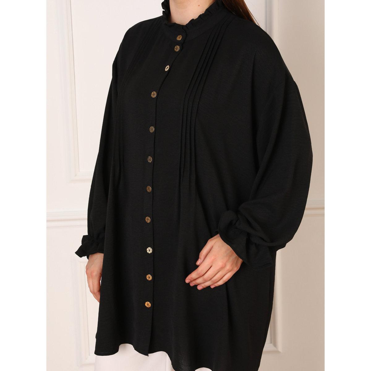 بلوزة تونيك بمقاس كبير بتفاصيل مدروزة-women-clothing-shirtsandblouses-blouses-image-4