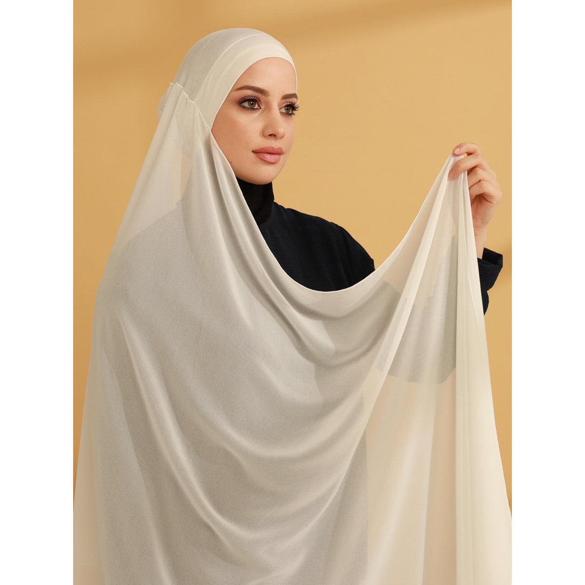 Modanisa X Styli Off White Plain Scarf-women-arabicclothing-headscarf-hijab-image-3