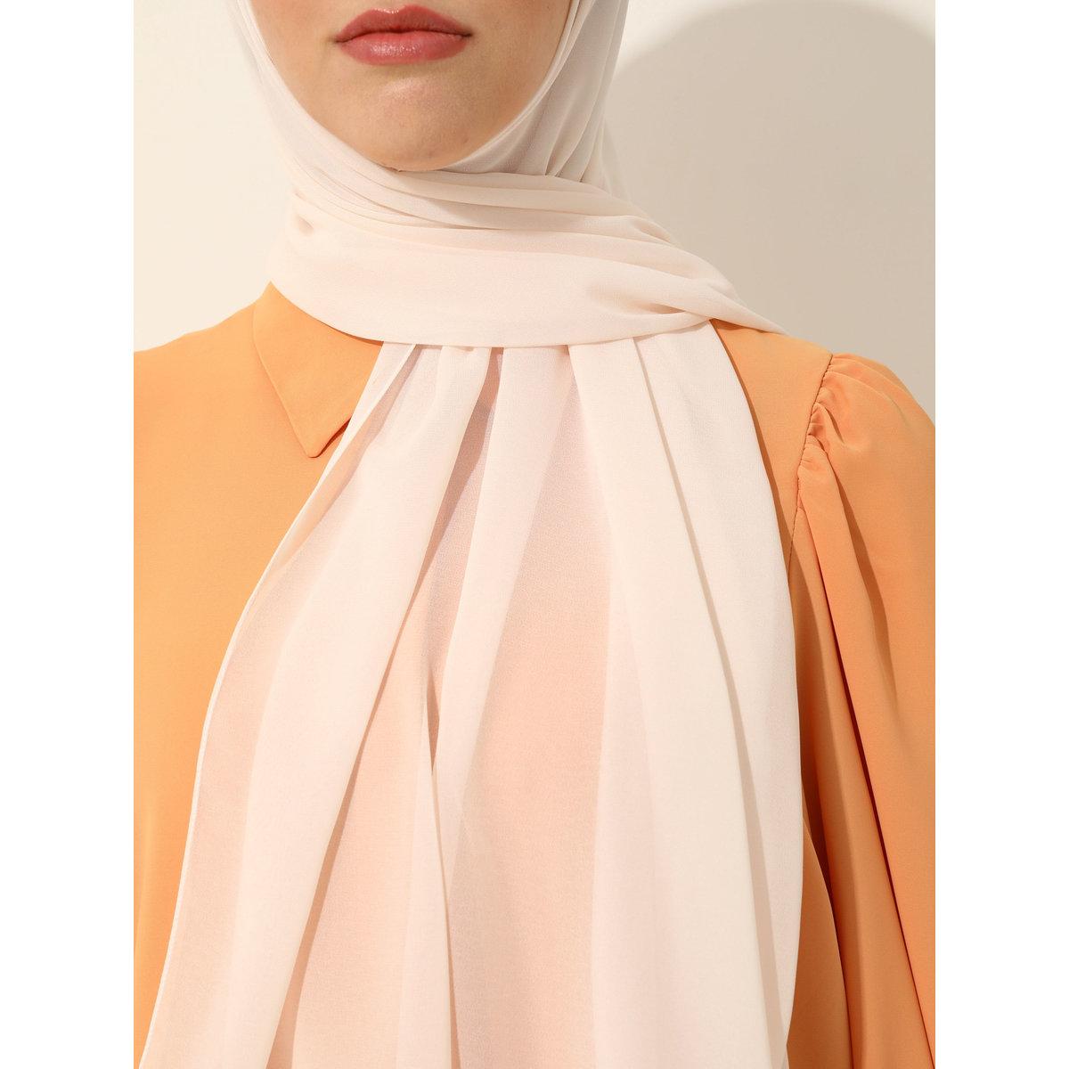 Modanisa X Styli Cream Plain Chiffon Shawl-women-arabicclothing-headscarf-hijab-image-3