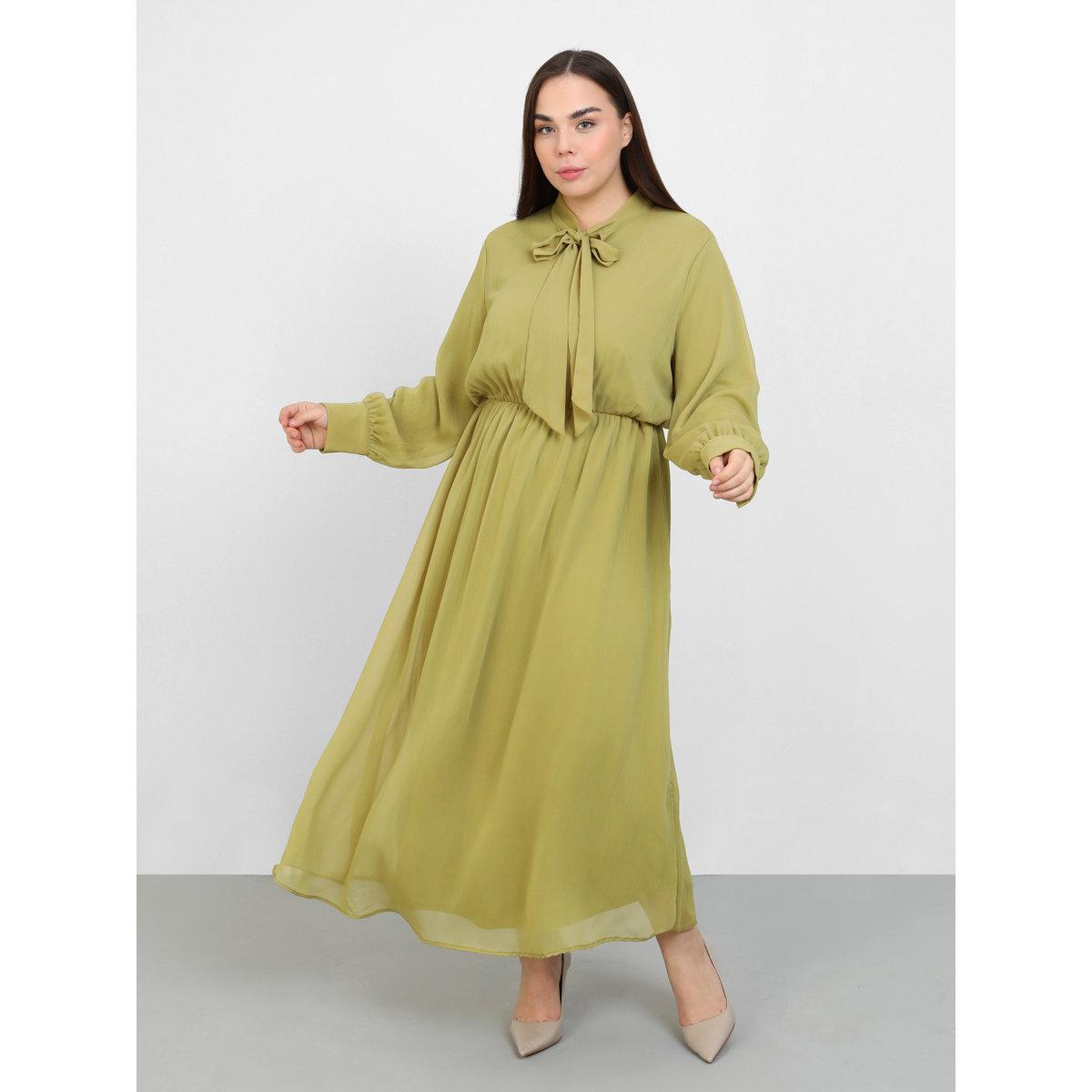 فستان طويل بمقاس كبير بتفاصيل ربطة-women-clothing-dresses-image-1