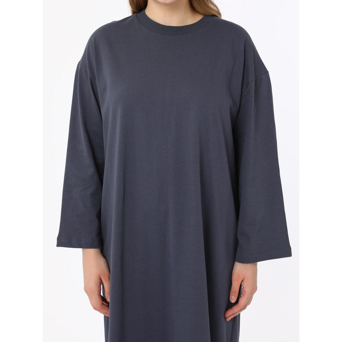 Modanisa X Styli Plus Grey T-Shirt Maxi Dress-women-clothing-dresses-image-4