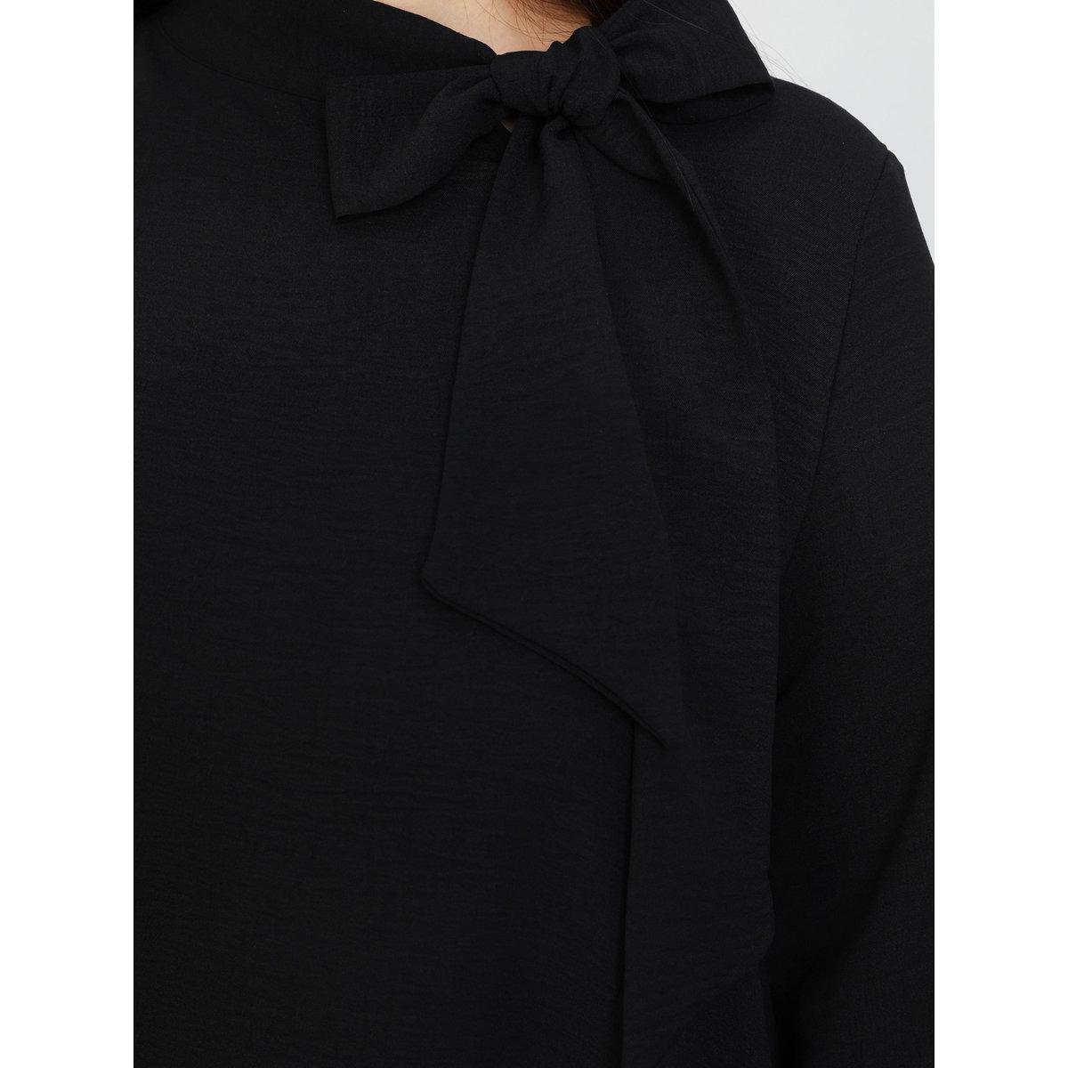 Modanisa X Styli Plus Black Maxi Dress with Tie-Up Neck-women-clothing-dresses-image-3