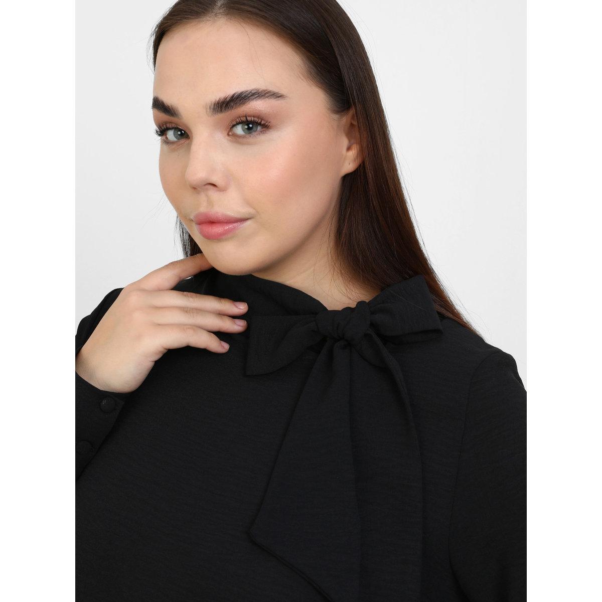 Modanisa X Styli Plus Black Maxi Dress with Tie-Up Neck-women-clothing-dresses-image-4