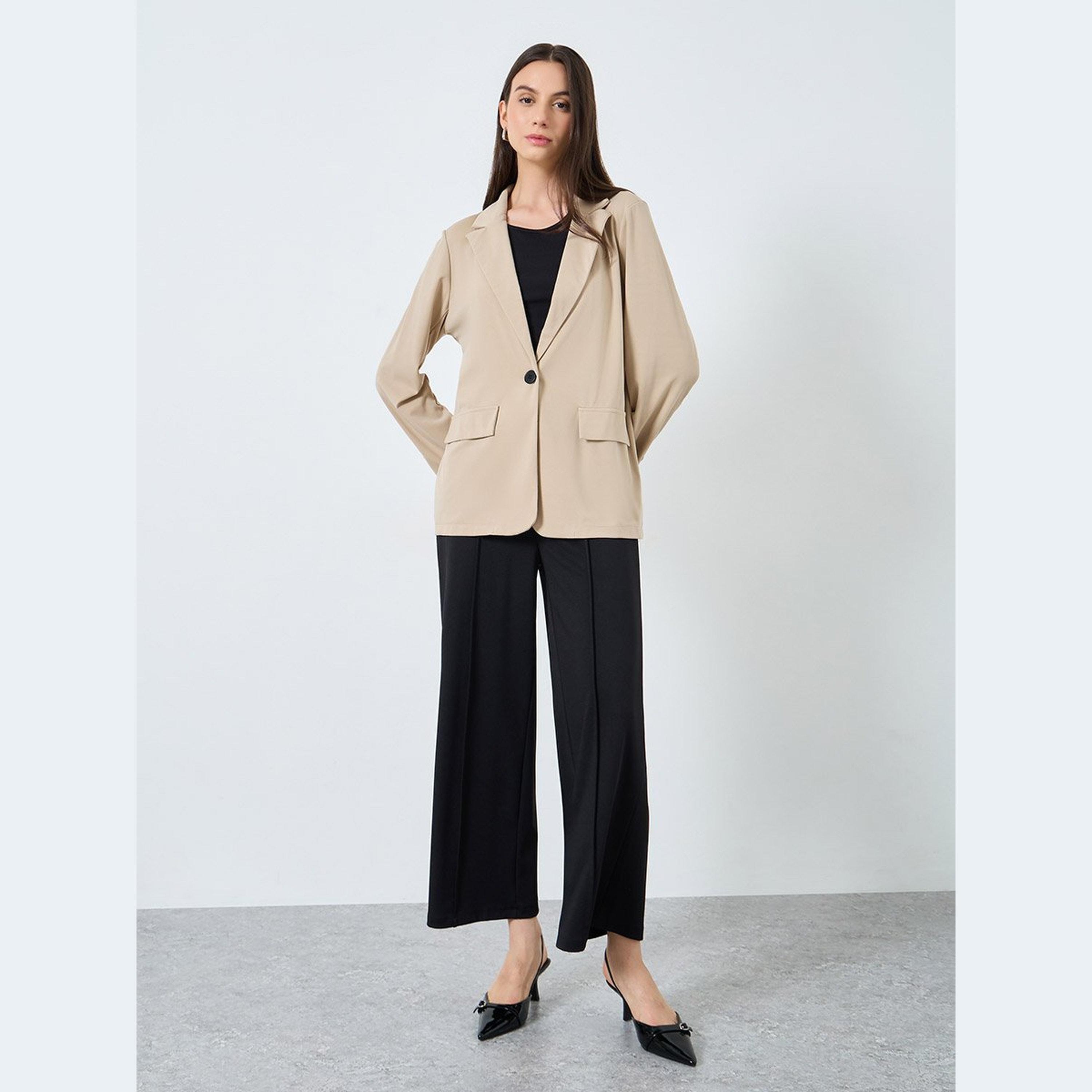 Take Two Solid Casual Blazer with Single Button-women-clothing-coatsandjackets-blazers-image-2
